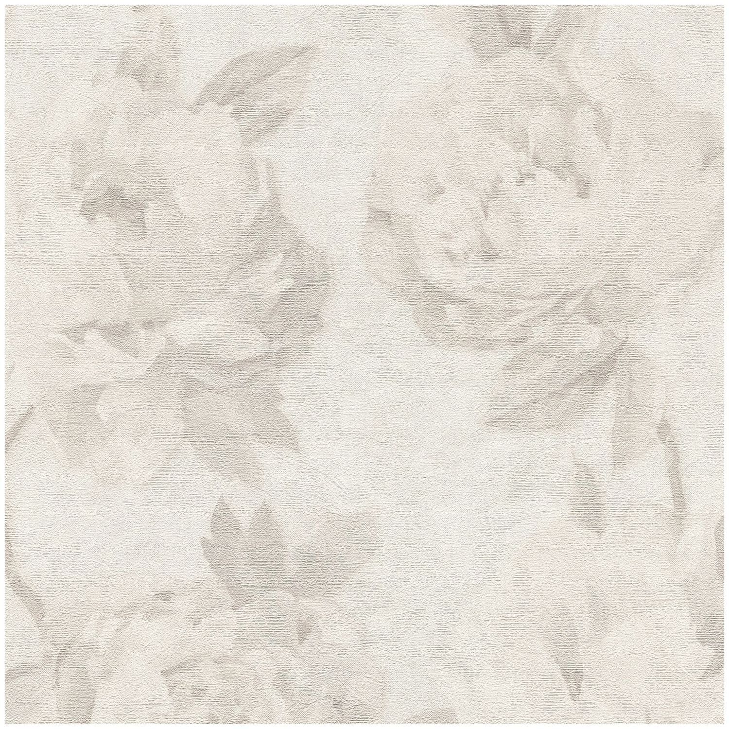 Profhome Vliestapete 791673-GU Blumen Tapete Floral matt weiß hell-grau, geprägt, (1 Rolle, 5,33 qm), heißgeprägte Vliestapete, grau