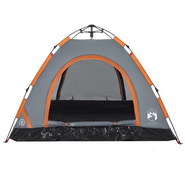 vidaXL Kuppelzelt Zelt Campingzelt 3 Personen Grau und Orange Quick Release