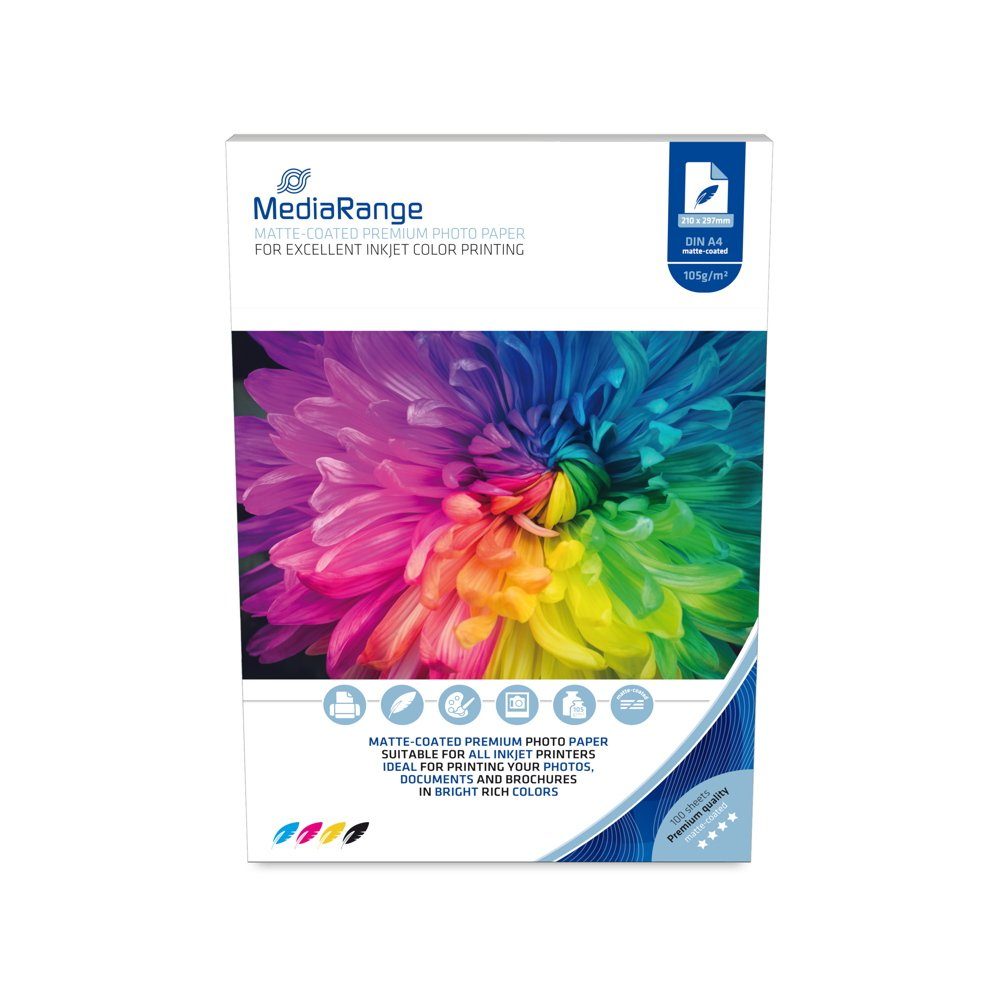 Mediarange Fotopapier 100 Mediarange Blatt Fotopapier DIN A4 matt einseitig 105 g/m²