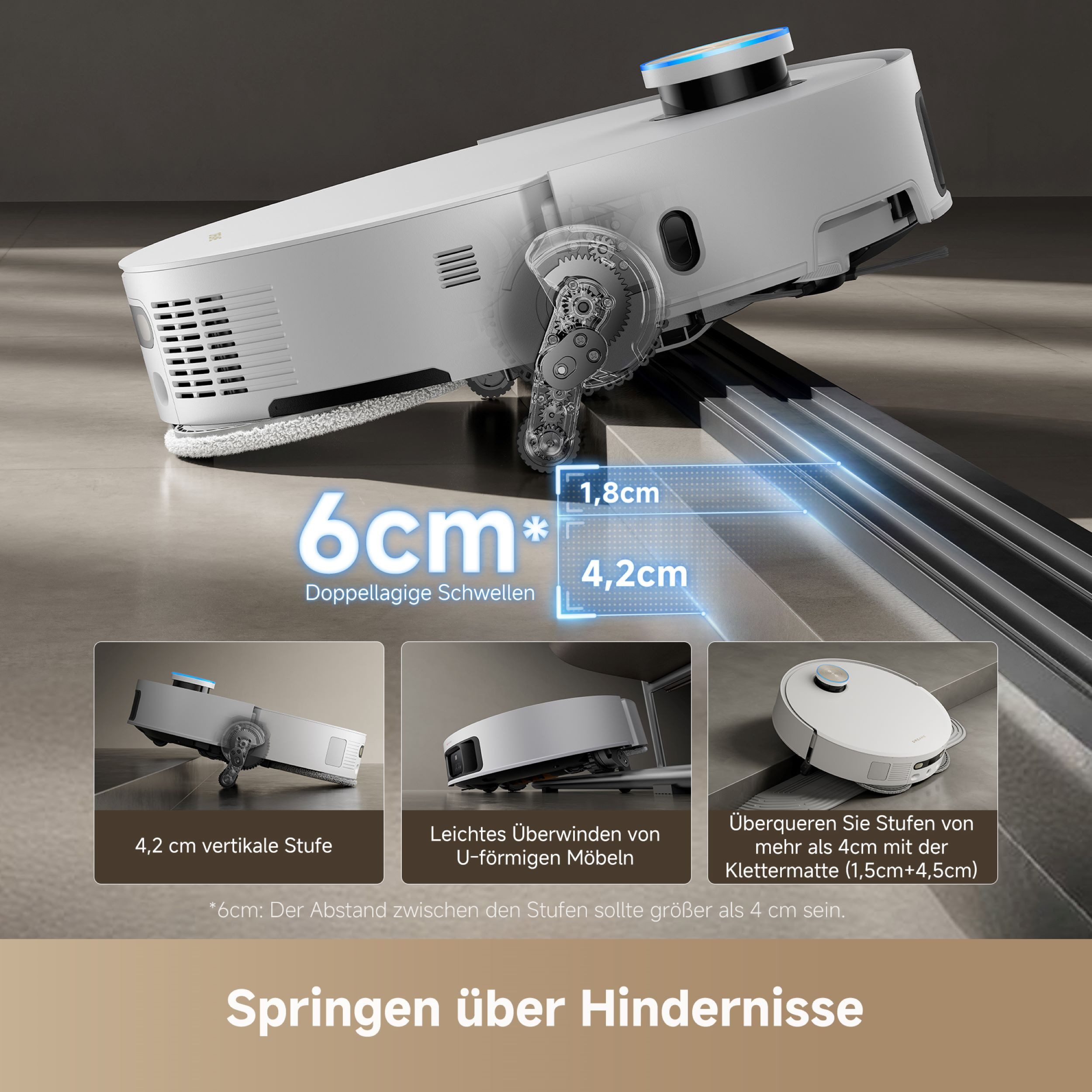 Dreame Saugroboter mit Wischfunktion Dreame X50 Ultra Complete, 20.000 Pa Saugkraft, mit Beutel, Hindernisüberwindung, einfahrbarer Laserturm – Bild 4 von 5