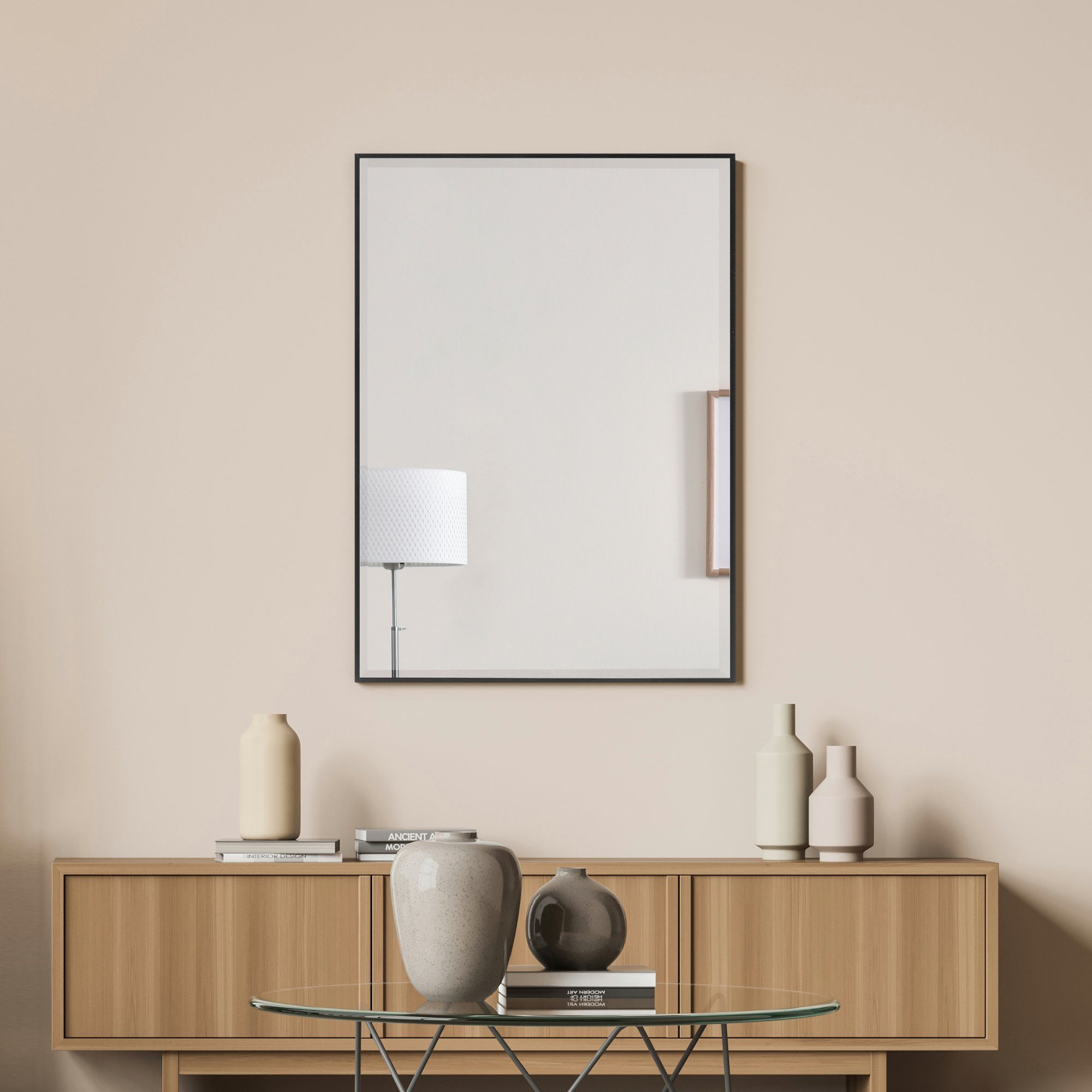 en.casa Wandspiegel, »Novoli« Spiegel Badezimmerspiegel mit Rahmen 50 x 70 cm Schwarz