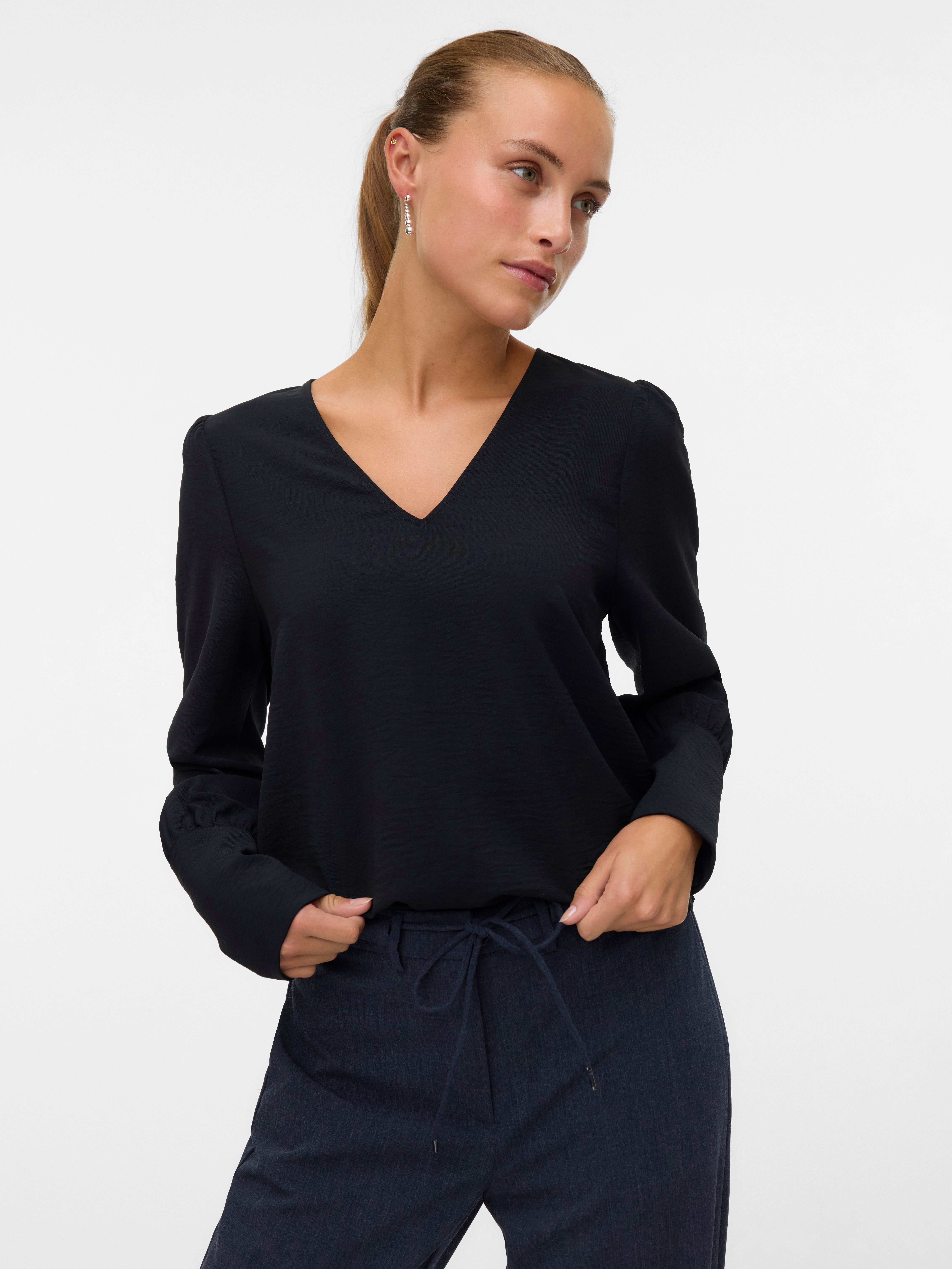 Vero Moda Langarmbluse VMESME LS V-NECK TOP WVN GA günstig online kaufen