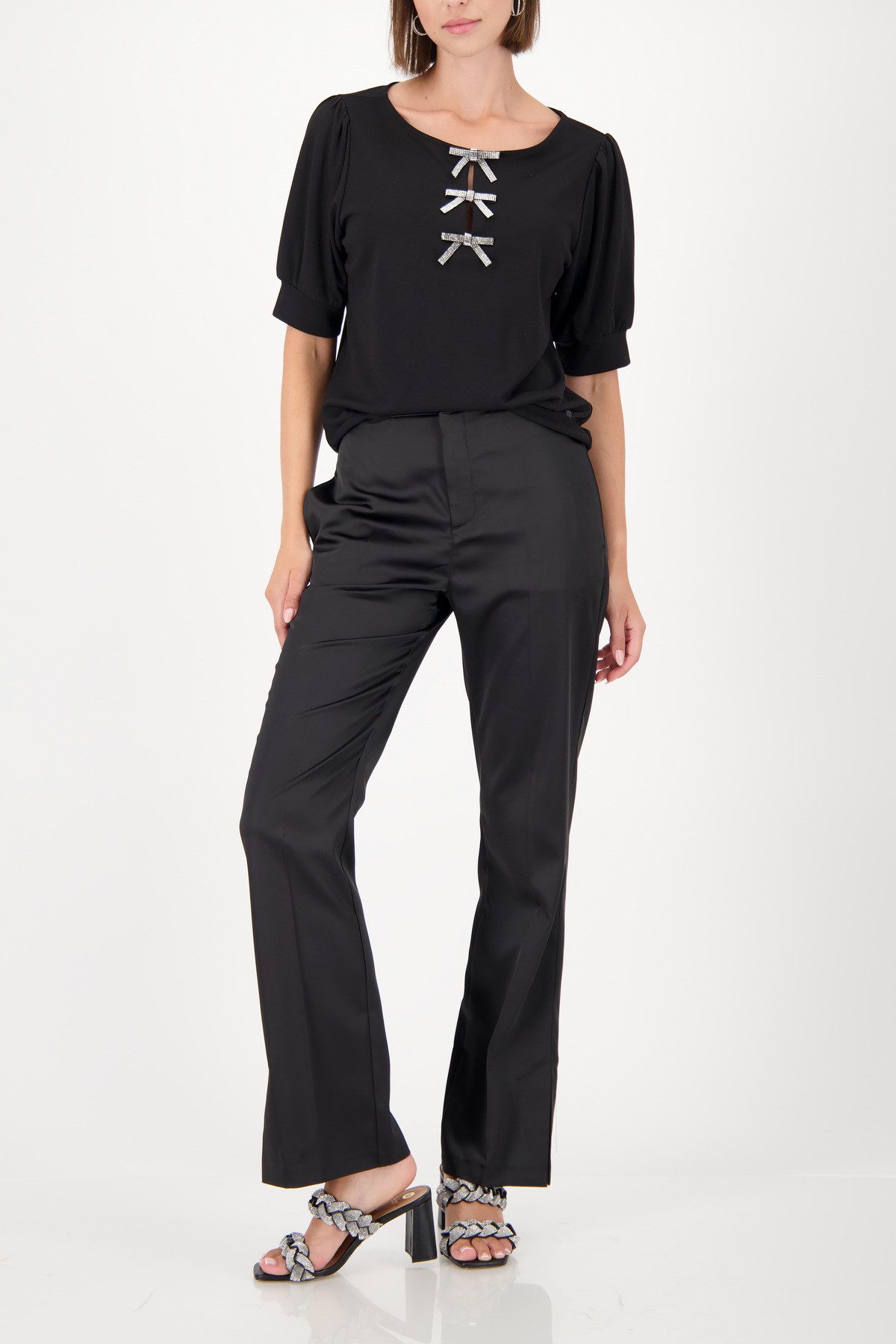 Monari Sweatshirt Sweatshirt Schleifen Regular fit mit Schleifenverzierung