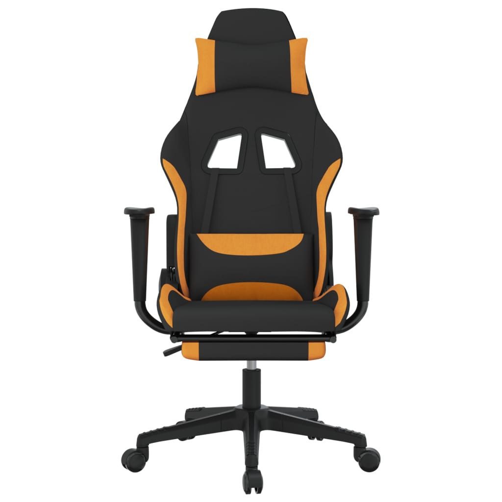 vidaXL Gaming-Stuhl, Gamer Stuhl mit Massage & Fußstütze Schwarz und Orange Stoff