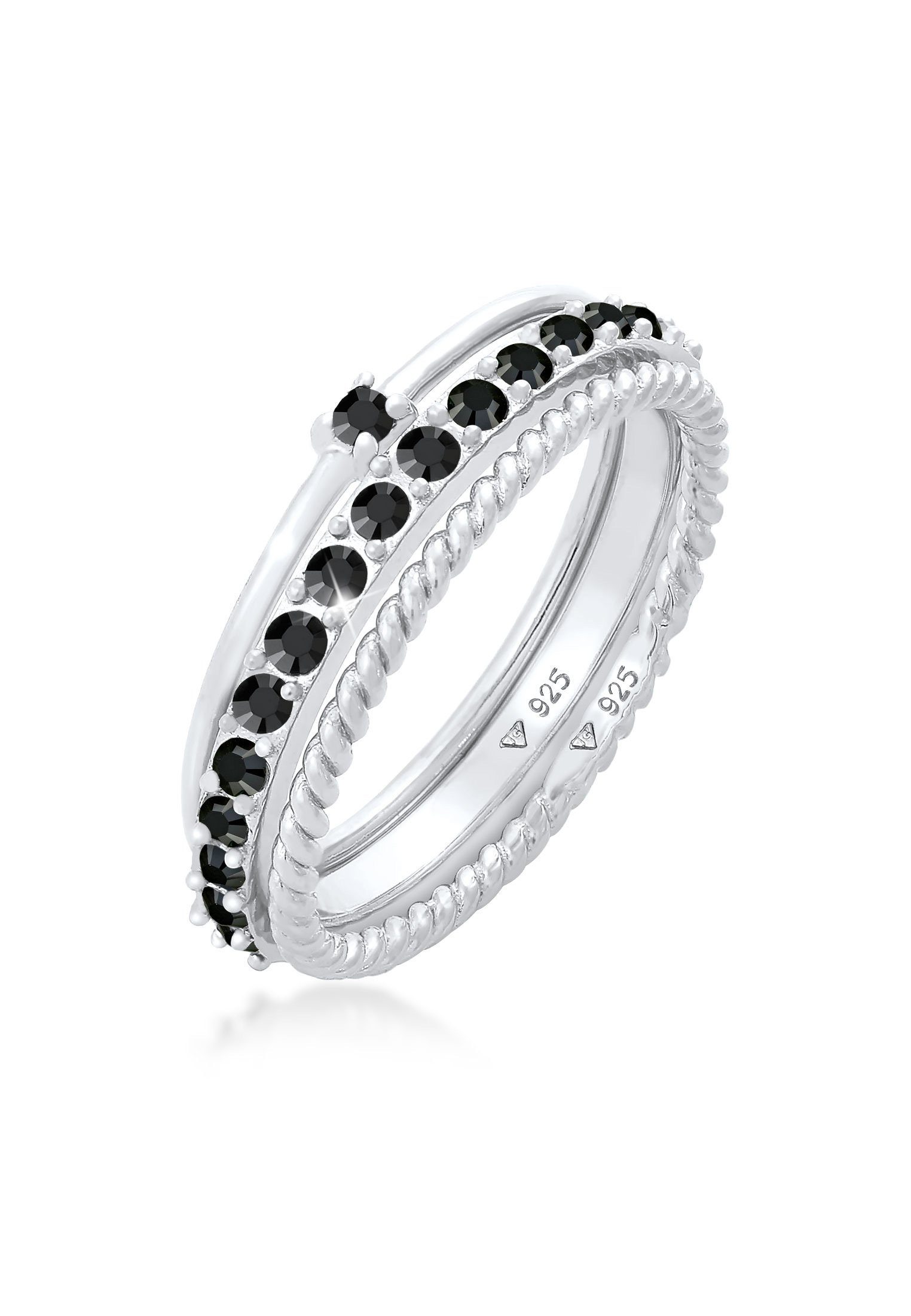 Elli Solitärring Stapelring 3er Set 925 Silber, mit Kristallen von Swarovsk günstig online kaufen
