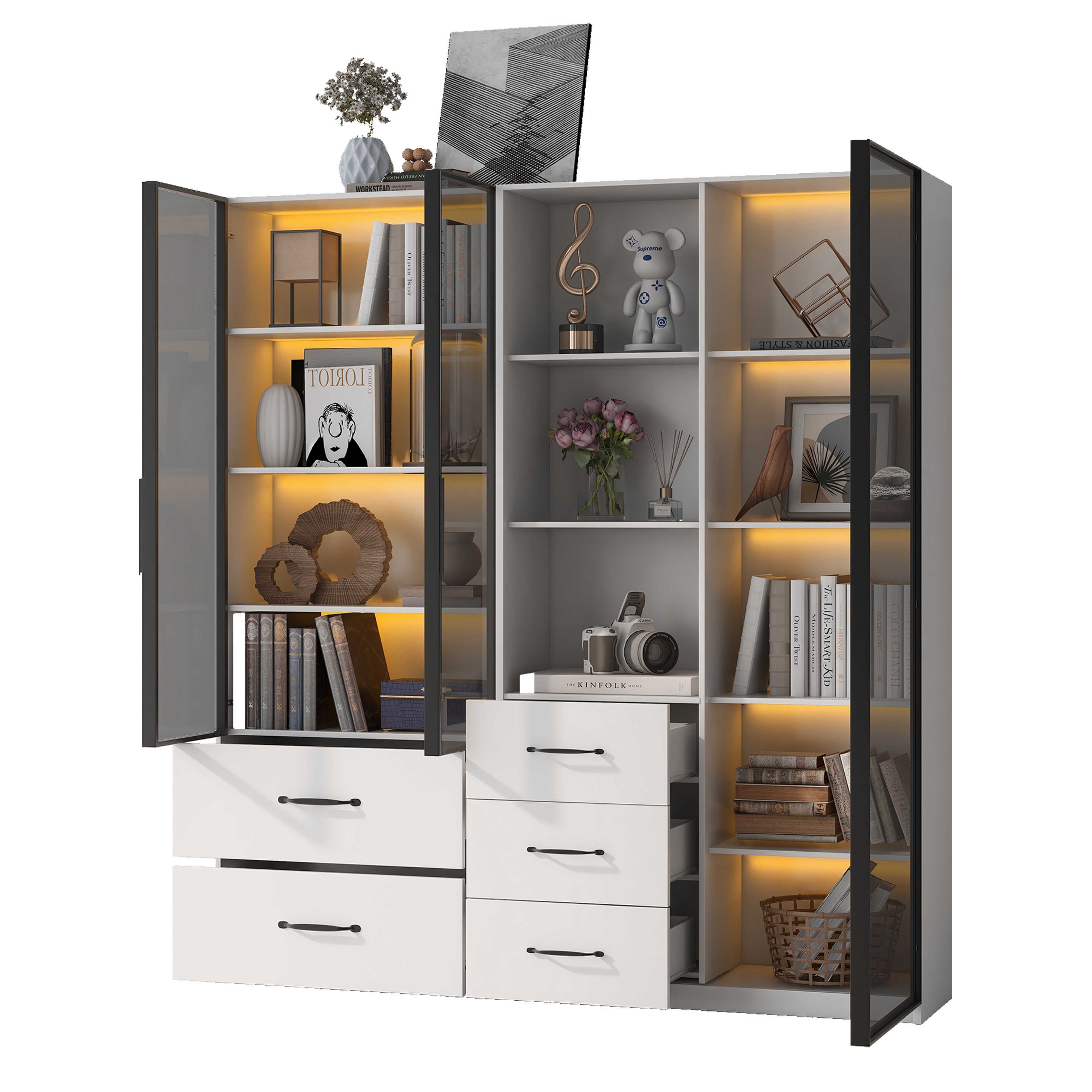 BlingBin Stauraumvitrine Multifunktionsschrank Glasvitrine (1-St., Modulare günstig online kaufen