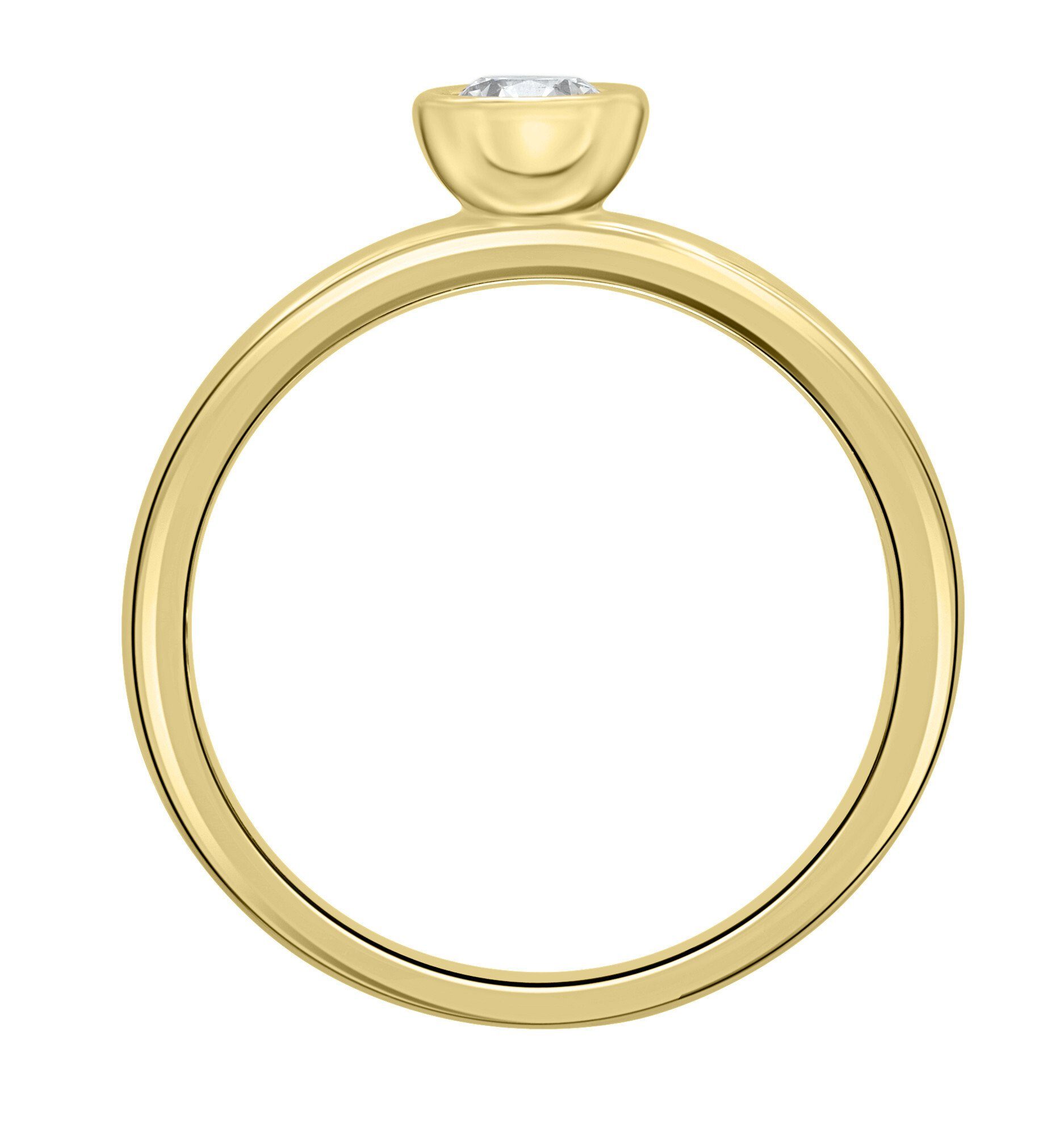 ONE ELEMENT Diamantring 0.1 ct Diamant Brillant Zarge Ring aus 585 Gelbgold, Damen Gold Schmuck Zarge