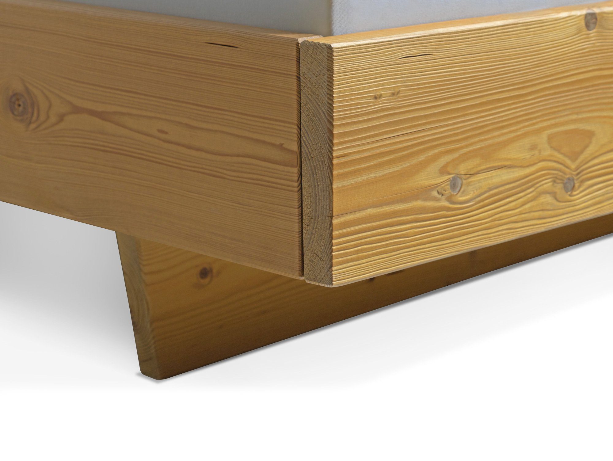 Moebel-Eins Massivholzbett, CURBY Wangenbett ohne Kopfteil, Material Massivholz
