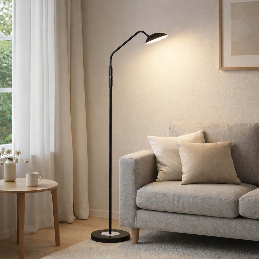 FISCHER & HONSEL LED Stehlampe, LED-Leuchtmittel fest verbaut, Warmweiß, Neutralweiß, Stehlampe Stehleuchte Touchdimmer Leselampe sandschwarz LED 135 cm