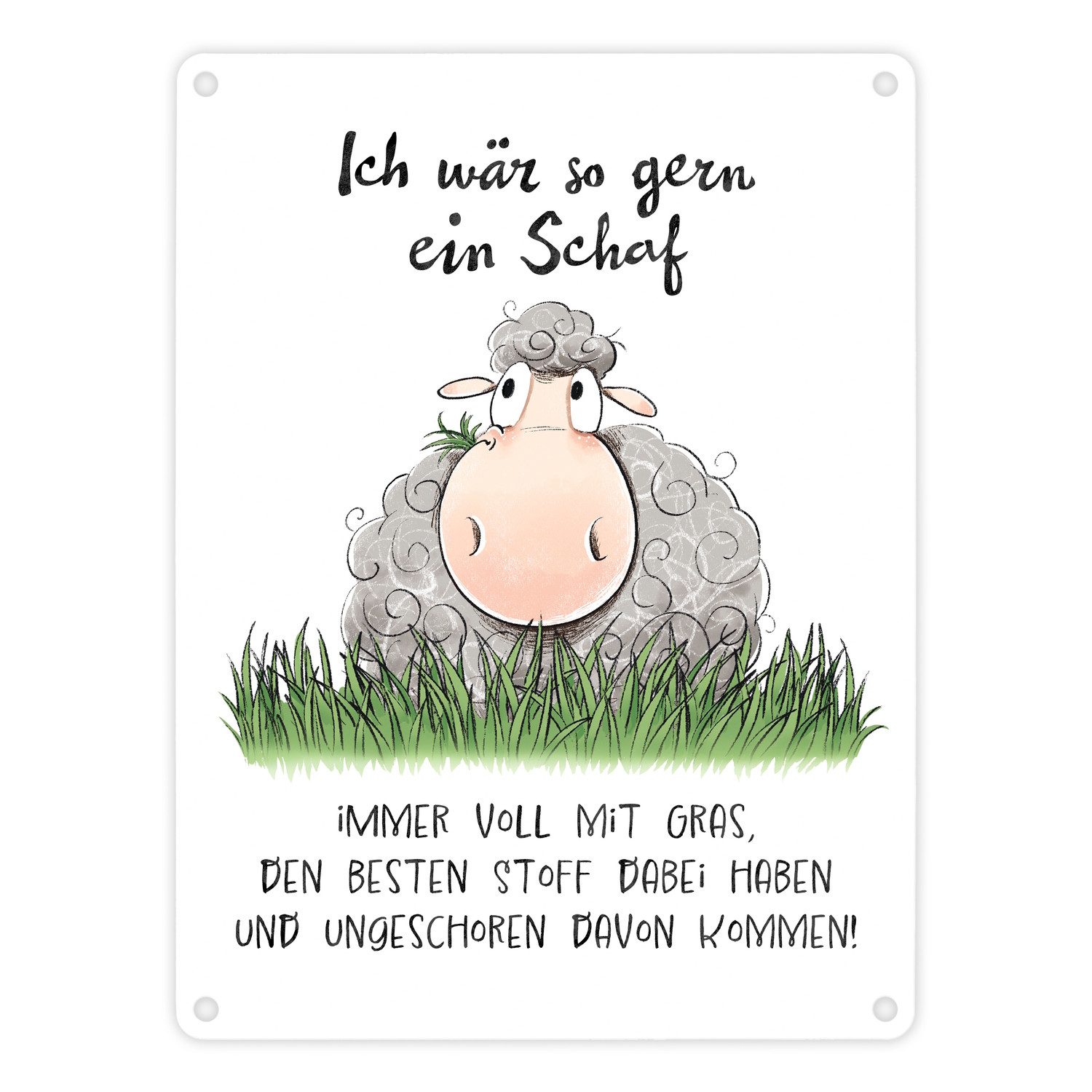 Metallschild Schaf Metallschild in 15x20 cm mit Spruch ich wär so gern ein Schaf