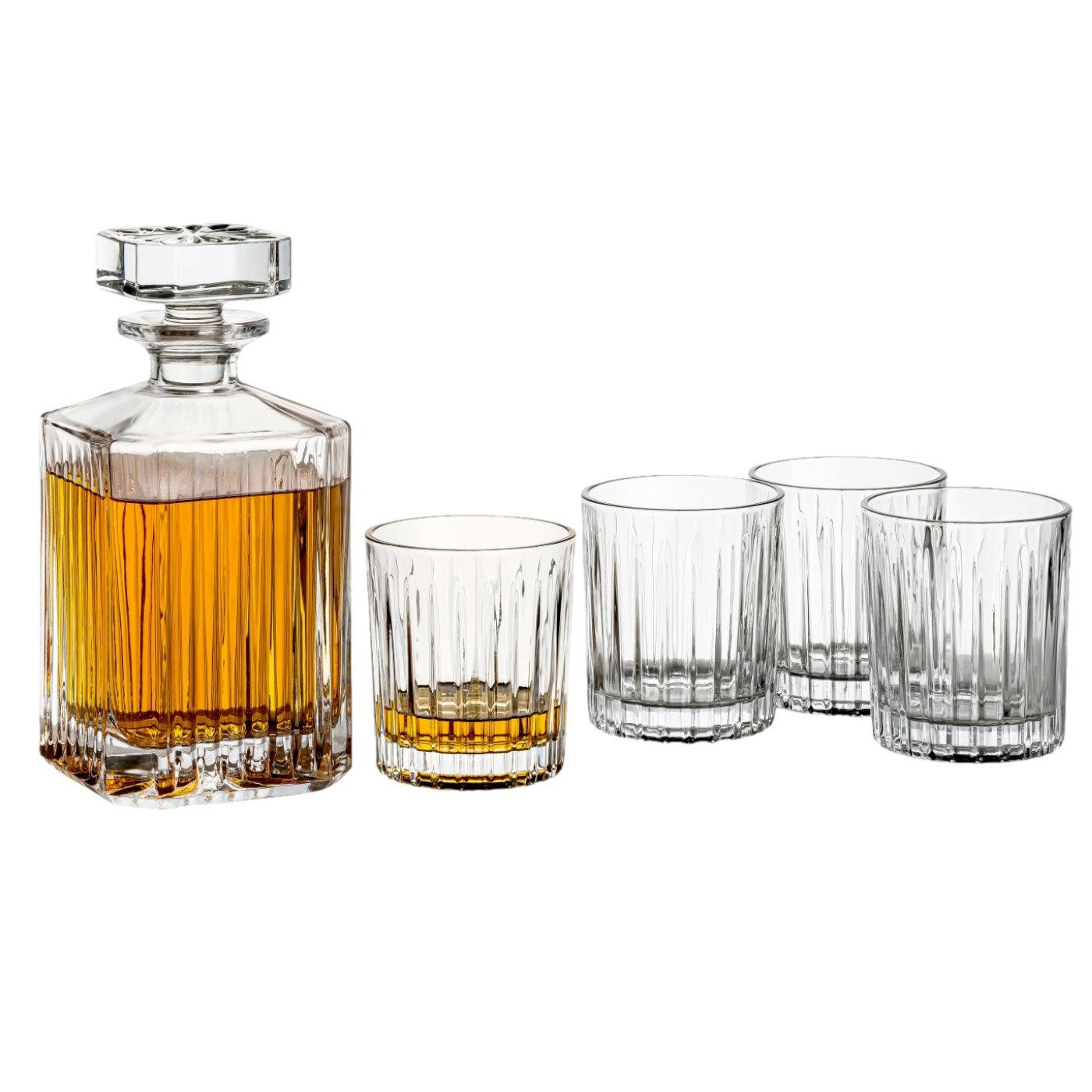 Karaffe Whiskykaraffe mit 4 Gläser - Whisky-Set aus hochwertigem Glas
