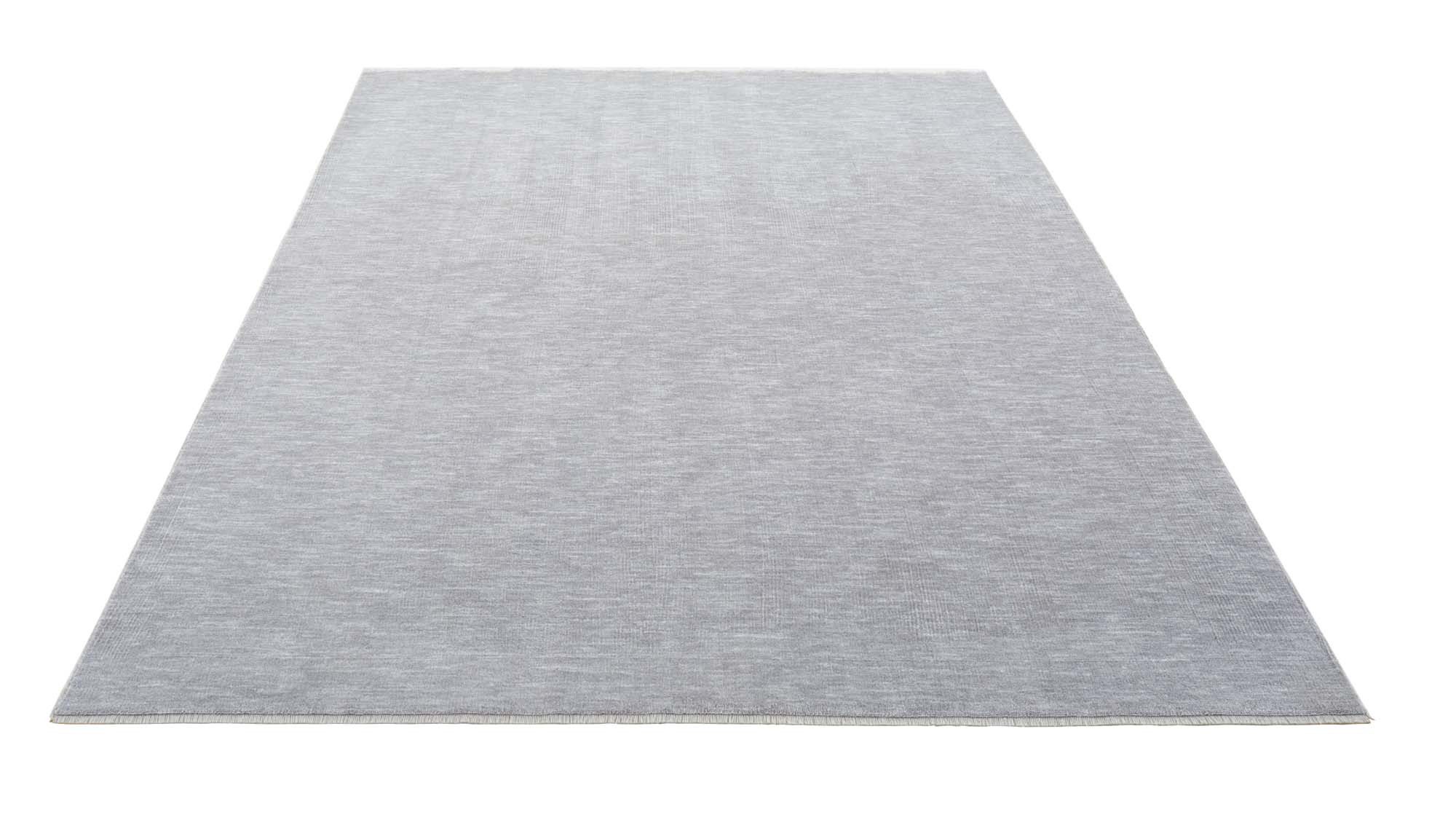 TaraCarpet Teppich Tara Carpet Luna einfarbig, Vintage, strapazierfähig und edel, rechteckig, Höhe: 8 mm, Wohnzimmer, Schlafzimmer, Esszimmer, Flur silber 080x150