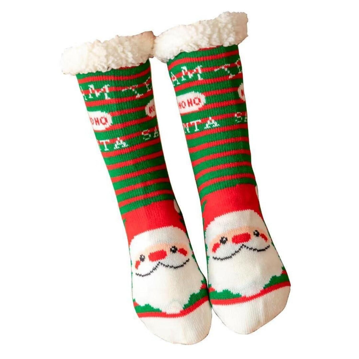 LuxusKollektion Kuschelsocken Hausschuhsocken Weihnachts Motiv Grün
