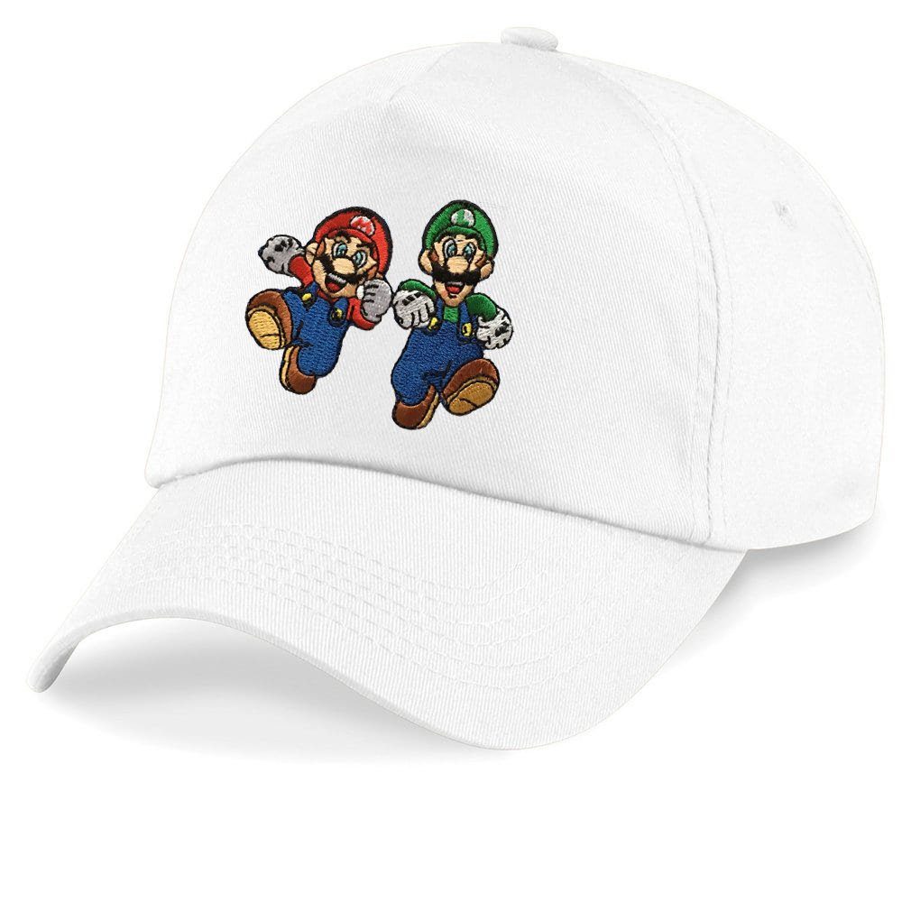 Blondie & Brownie Baseball Cap Kinder Mario und Luigi Stick Patch Super Nintendo One Size Weiss