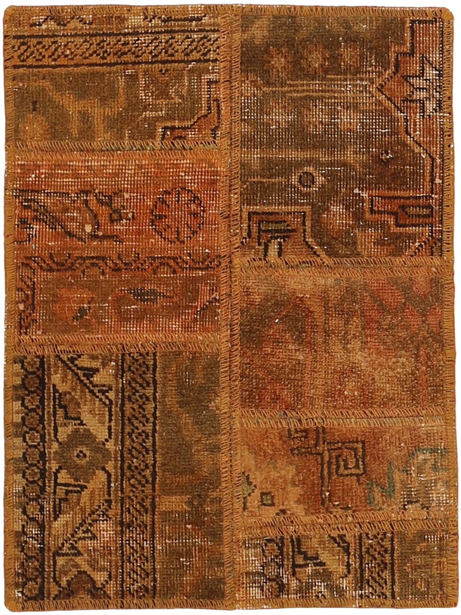 Wohnando Teppich MY-RUG Vintage Patch Work Floral & Ornamentiert 60x40cm, Rechteckig, Höhe: 10 mm, Handgeknüpfter Teppich,Handgesponnene Wolle, mit Naturfarben gegärbt