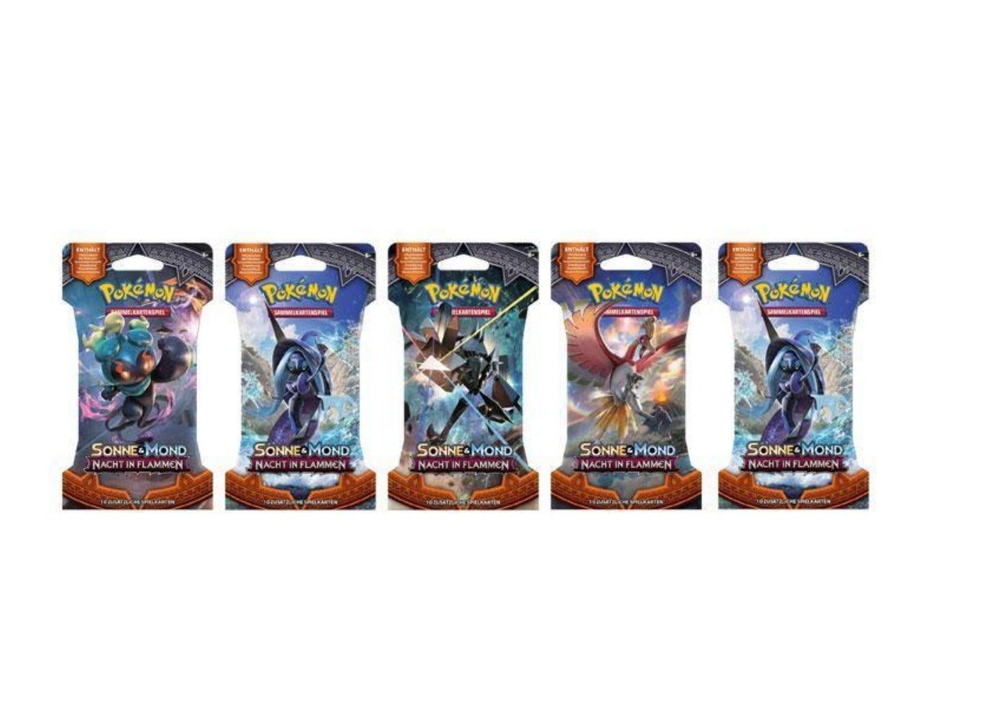 Pokemon Karten Sonne Und Mond Nacht In Flammen The Pokémon Company International Sammelkarte Pokemon 5x Booster -Sonne