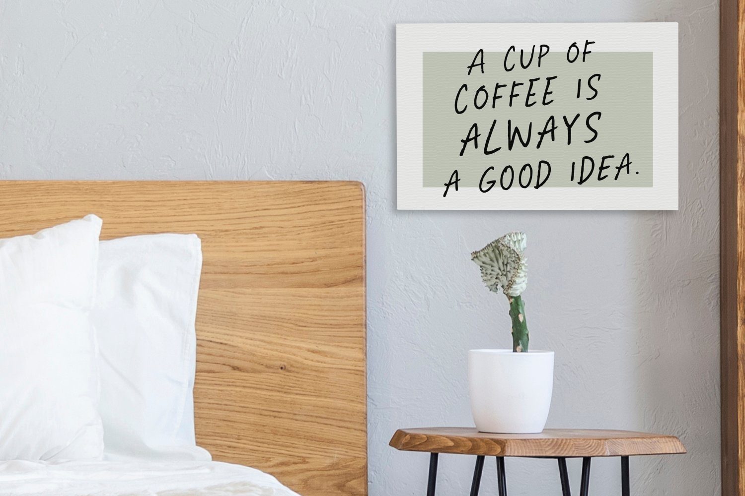 Sprichwörter Idee ist Wandbild Tasse OneMillionCanvasses® - - (1 Aufhängefertig, -, cm Eine St), Leinwandbilder, Zitate Wanddeko, 30x20 gute Leinwandbild immer eine Kaffee