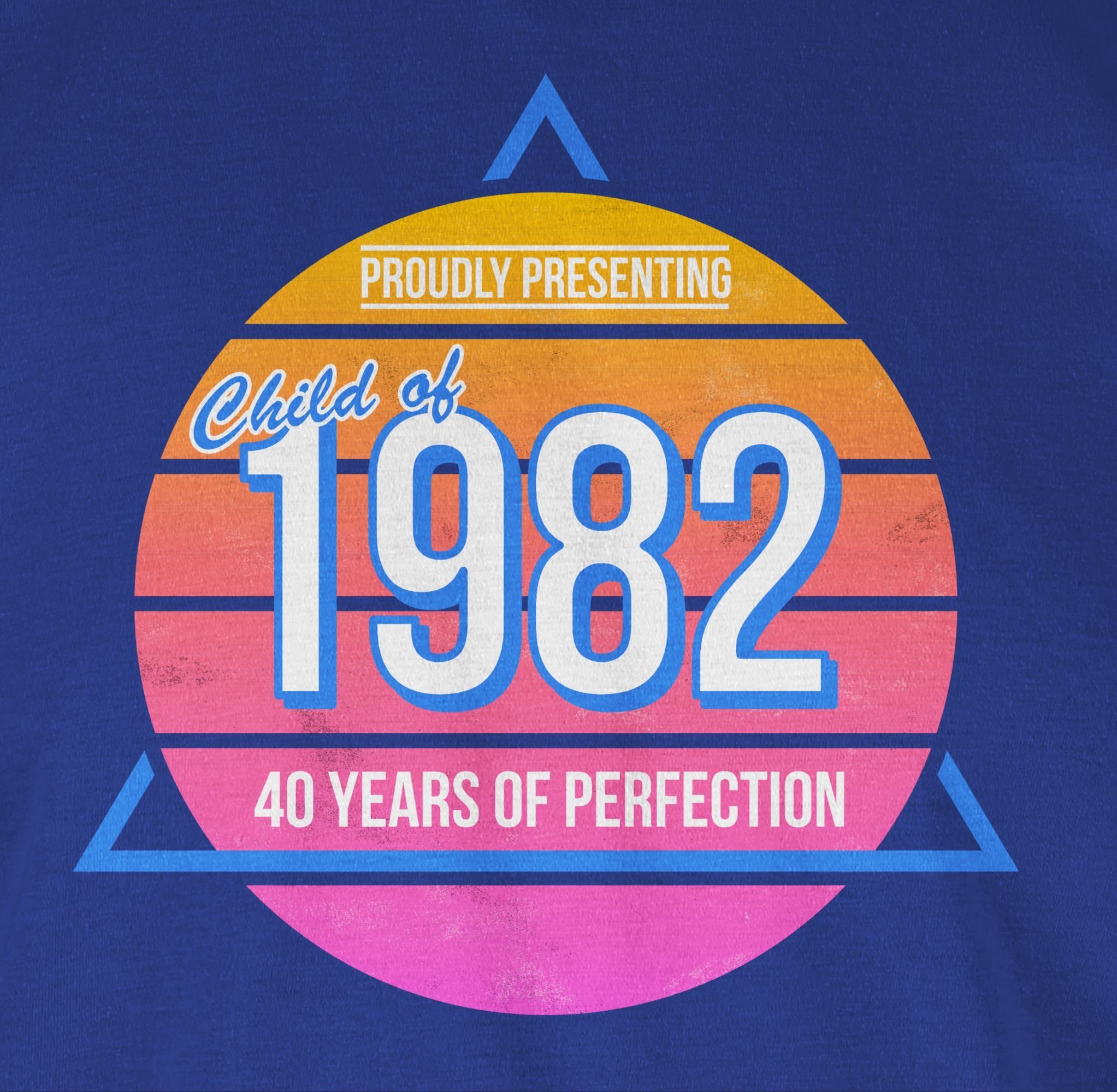 Shirtracer Vierzig of 40. Geburtstag 2 Child Retro Royalblau T-Shirt 1982