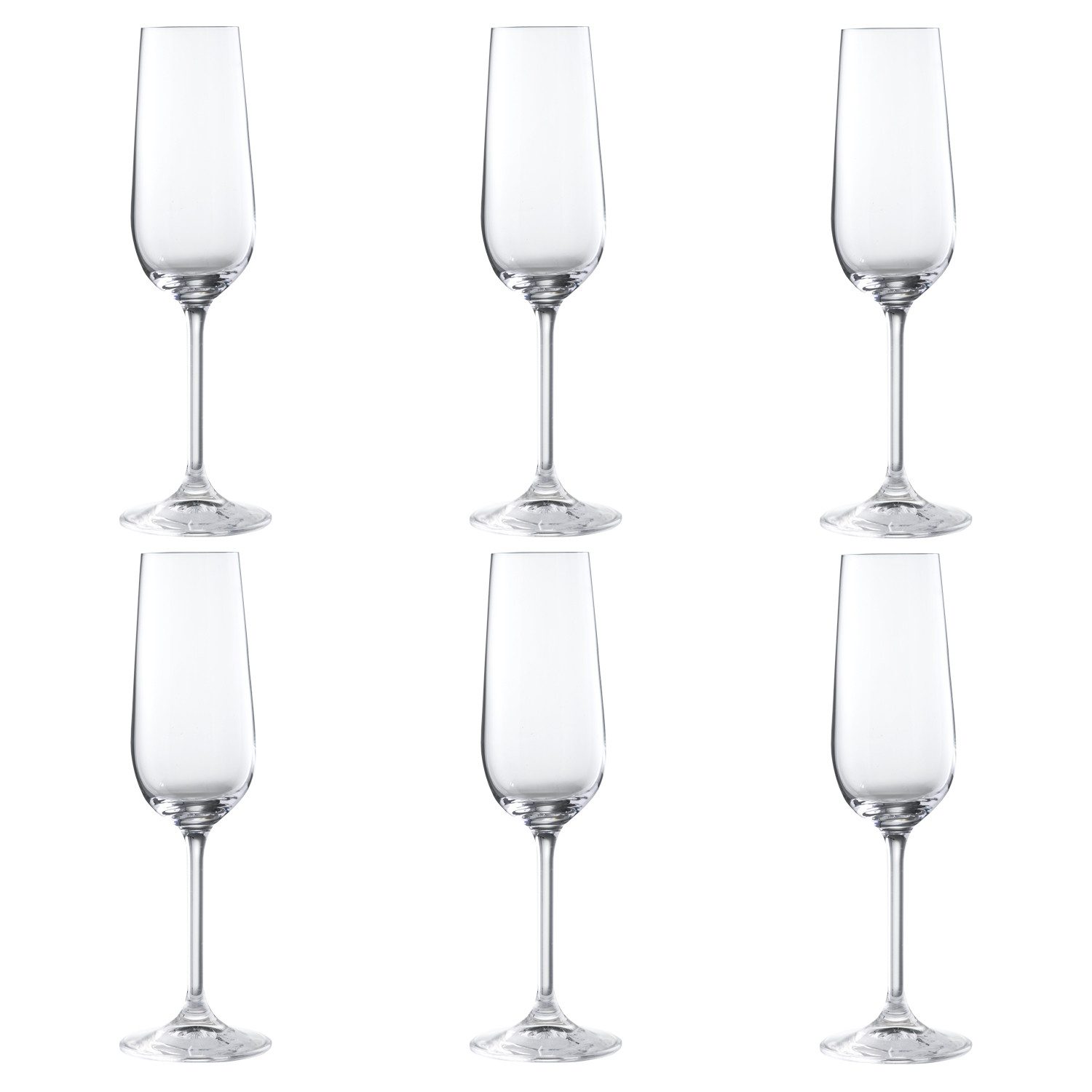 BOHEMIA SELECTION Sektglas SIMPLY, 6er Set, 190 ml Fassungsvermögen, Glas, Spülmaschinengeeignet