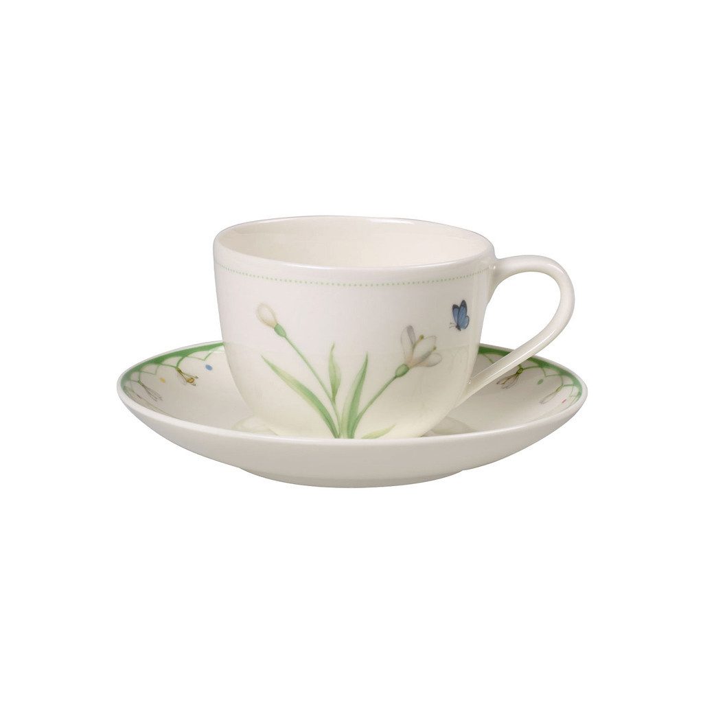 Villeroy & Boch Tasse Colourful Spring Kaffeetasse mit Untertasse 230 ml, 1-tlg., Porzellan