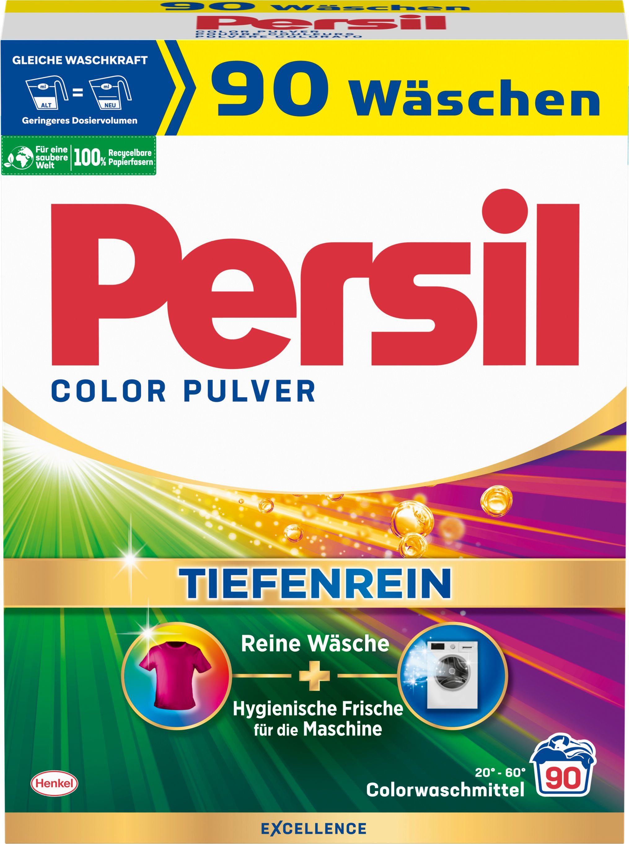 Persil Color Pulver 90 WL Vollwaschmittel (Vorratspack, [1-St. Waschpulver mit Tiefenrein Technologie)
