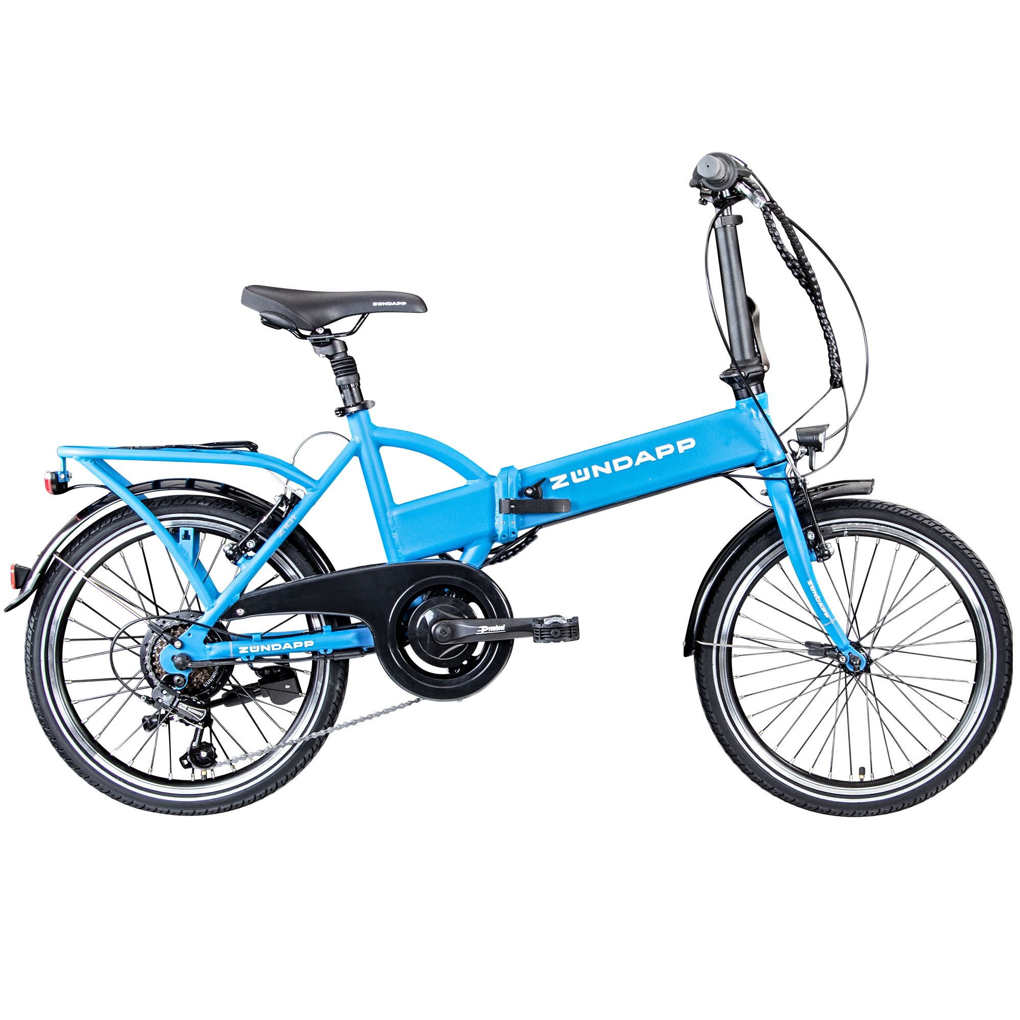 Zündapp E-Bike Faltrad Z101, 6 Gang Shimano Tourney RD-TY300 Schaltwerk, Kettenschaltung, Heckmotor, 270 Wh, Pedelec, Elektrofahrrad für Damen u. Herren