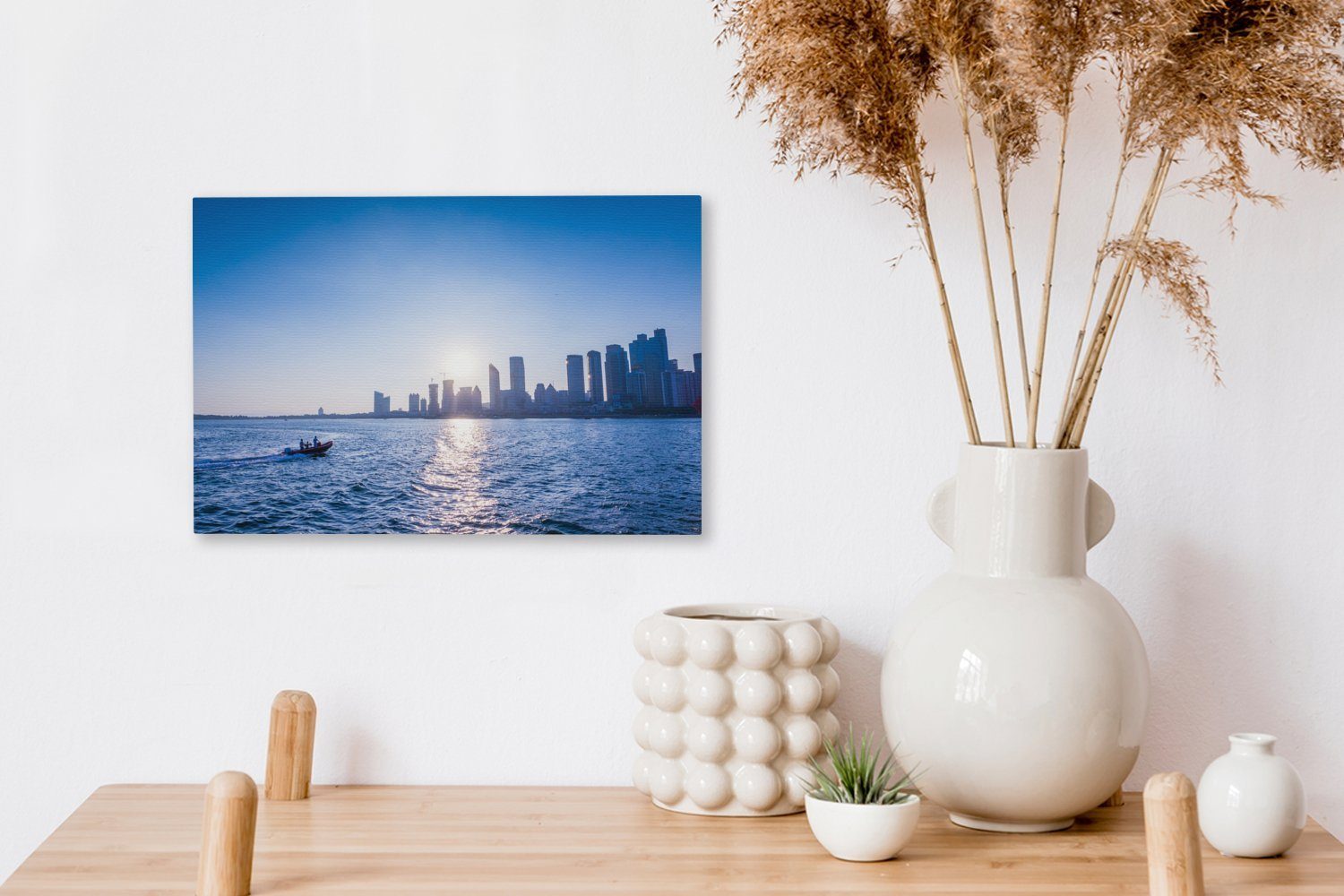 Wanddeko, OneMillionCanvasses® Aufhängefertig, Wandbild St), cm in See Leinwandbilder, Schnellboot auf Leinwandbild (1 Qingdao China, auf 30x20 Blick mit