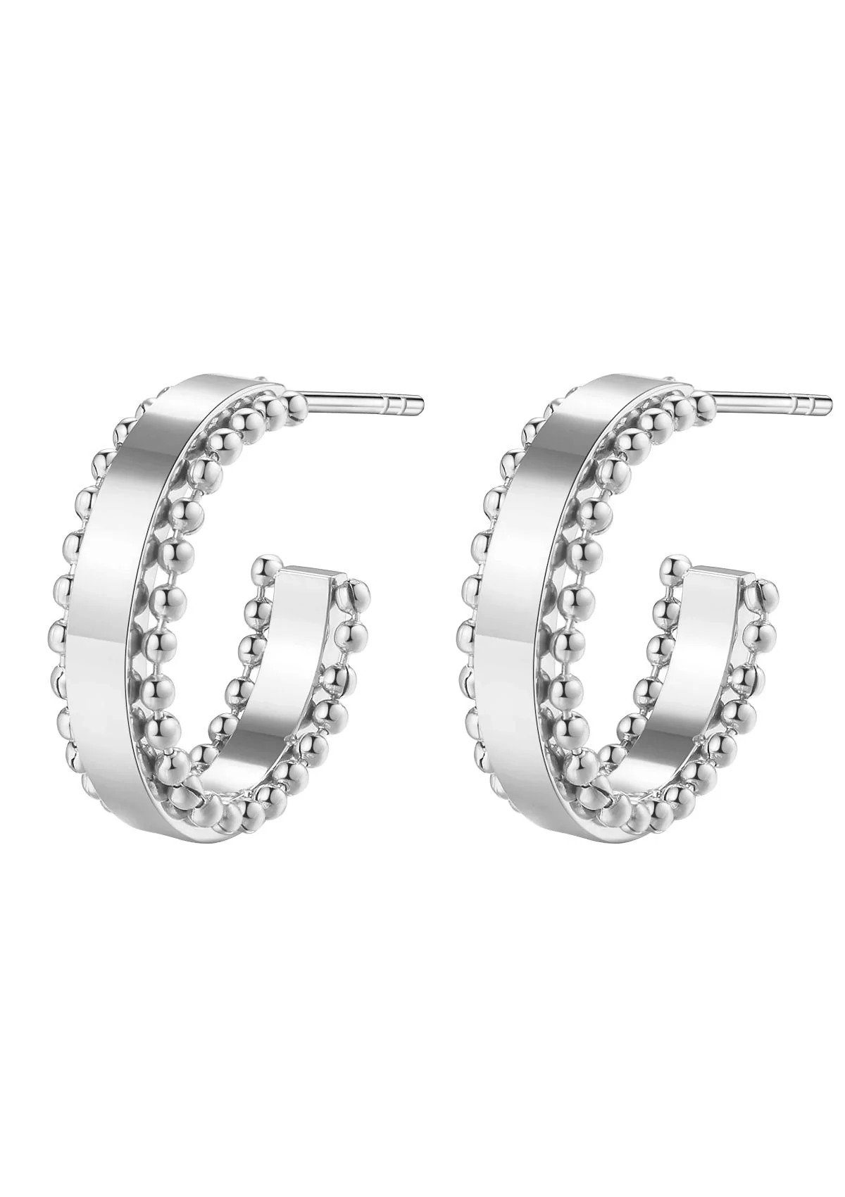 Paar Creolen Kugel Band offen, Edelstahl Ohrringe 18K Roségold vergoldet