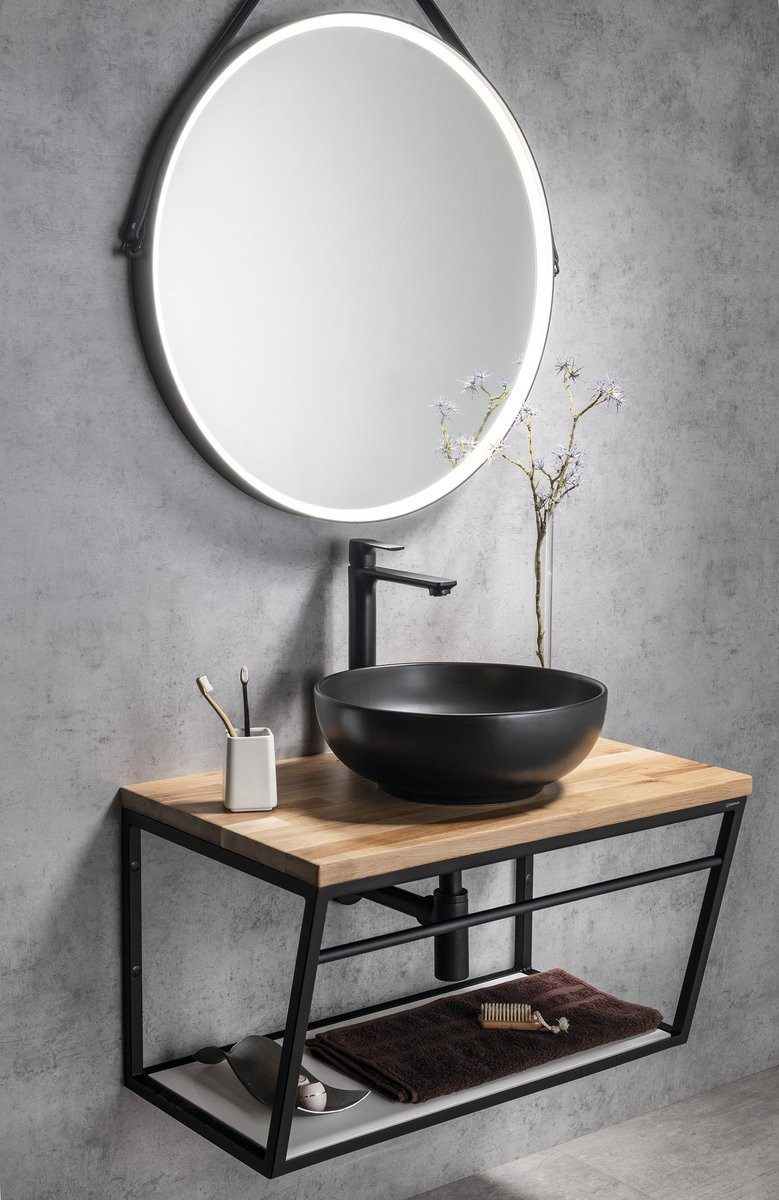 Sapho Ablageelement Konsole unter Waschbecken 600x400x460mm, schwarz matt, Sapho-SKA101