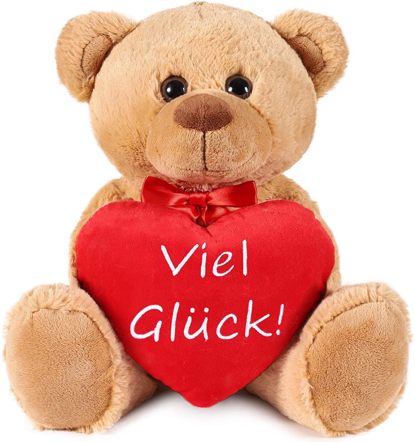 BRUBAKER Kuscheltier Teddy Plüschbär mit Herz Rot - Viel Glück (Schmusetier günstig online kaufen