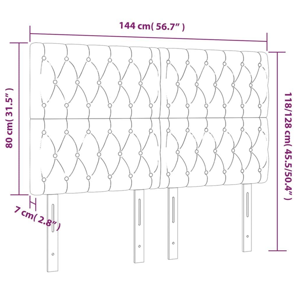 4 vidaXL Stk. Dunkelgrau Kopfteil Samt, Kopfteile (1 St) 72x7x78/88 cm