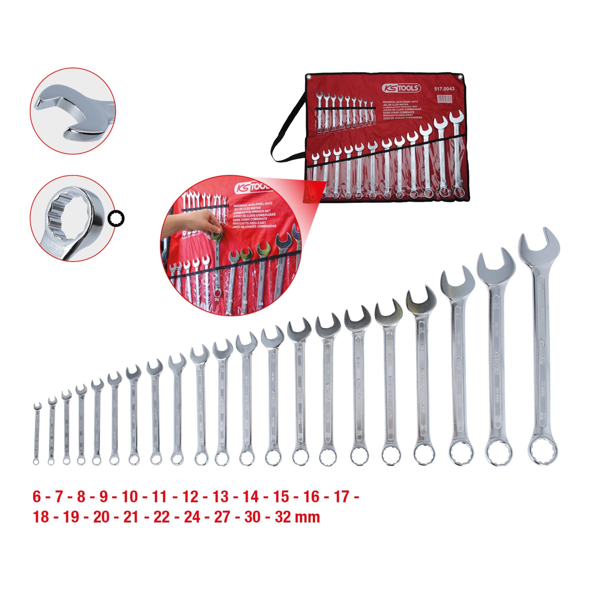 KS Tools Ratsche KS Tools Ringmaulschlüssel-Satz, abgewinkelt, 21-teilig, 6 - 32 mm