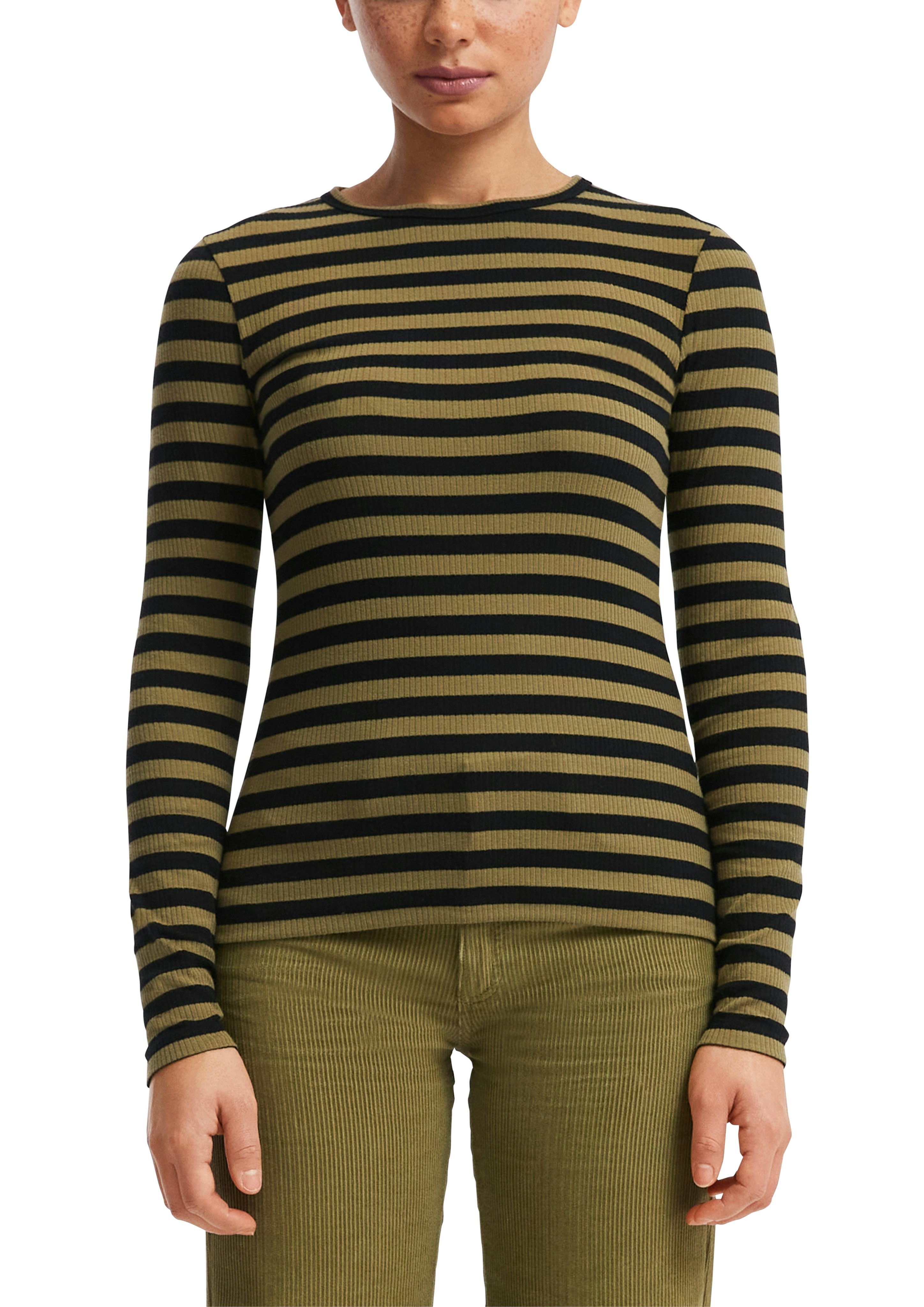 QS Langarmshirt, Sommershirt, geringelt, Ripp-Ware günstig online kaufen