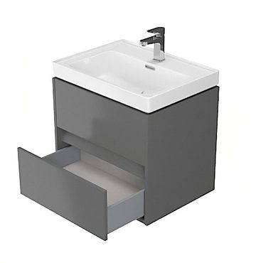 KOLMAN Waschbeckenunterschrank Badmöbel Set CREA 60 Badezimmerschrank mit Schubladen & Keramikwaschbecken