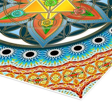Posterlounge Poster Lava Lova, Merkaba - Blume des Lebens, Heilige Geometrie, Chakren, Illustration