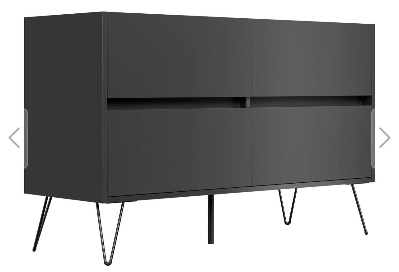 Klipenstein Furniture Store, Furniture Legs, 4 Pieces, Metal Cabinet Legs, Furniture Feet, Black, 10/20 cm with Support Foot