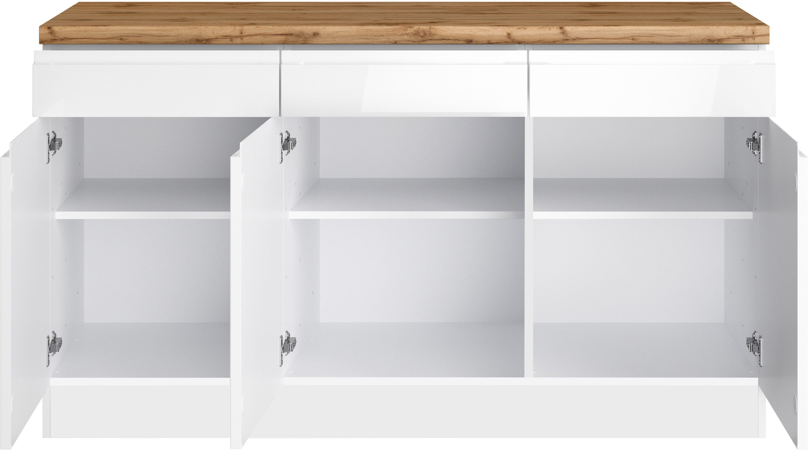 KOCHSTATION Unterschrank KS-Virginia,neu in verbesserter Ausführung (Stauraum, Softclose) Breite 150 cm, 3 Türen, Soft-Close-Funktion – Bild 4 von 5