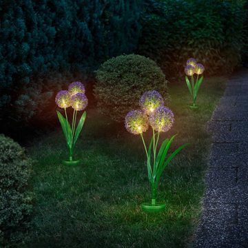 IC Gardenstyle LED Solarleuchte Solar Pusteblume mit warm-weißer LED Beleuchtung, Warmweiß, kabellos, ca. 80cm hoch, automatische Einschaltung, inkl. Erdspieß, Kunstblume mit Solarlampe