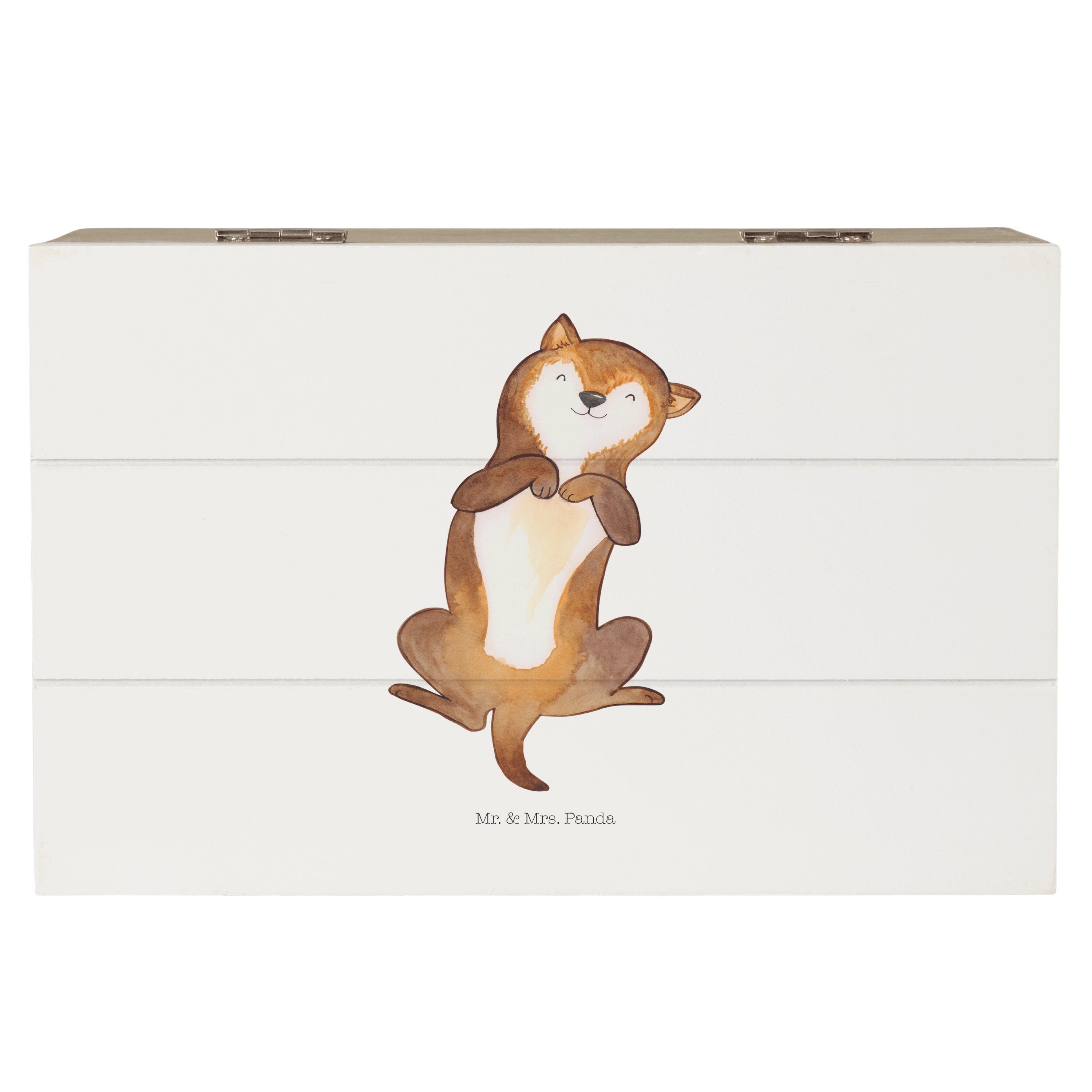 Dekokiste Hund Streicheln 19 x 12 cm - Weiß - Geschenk, Hundeliebe, Hundemama