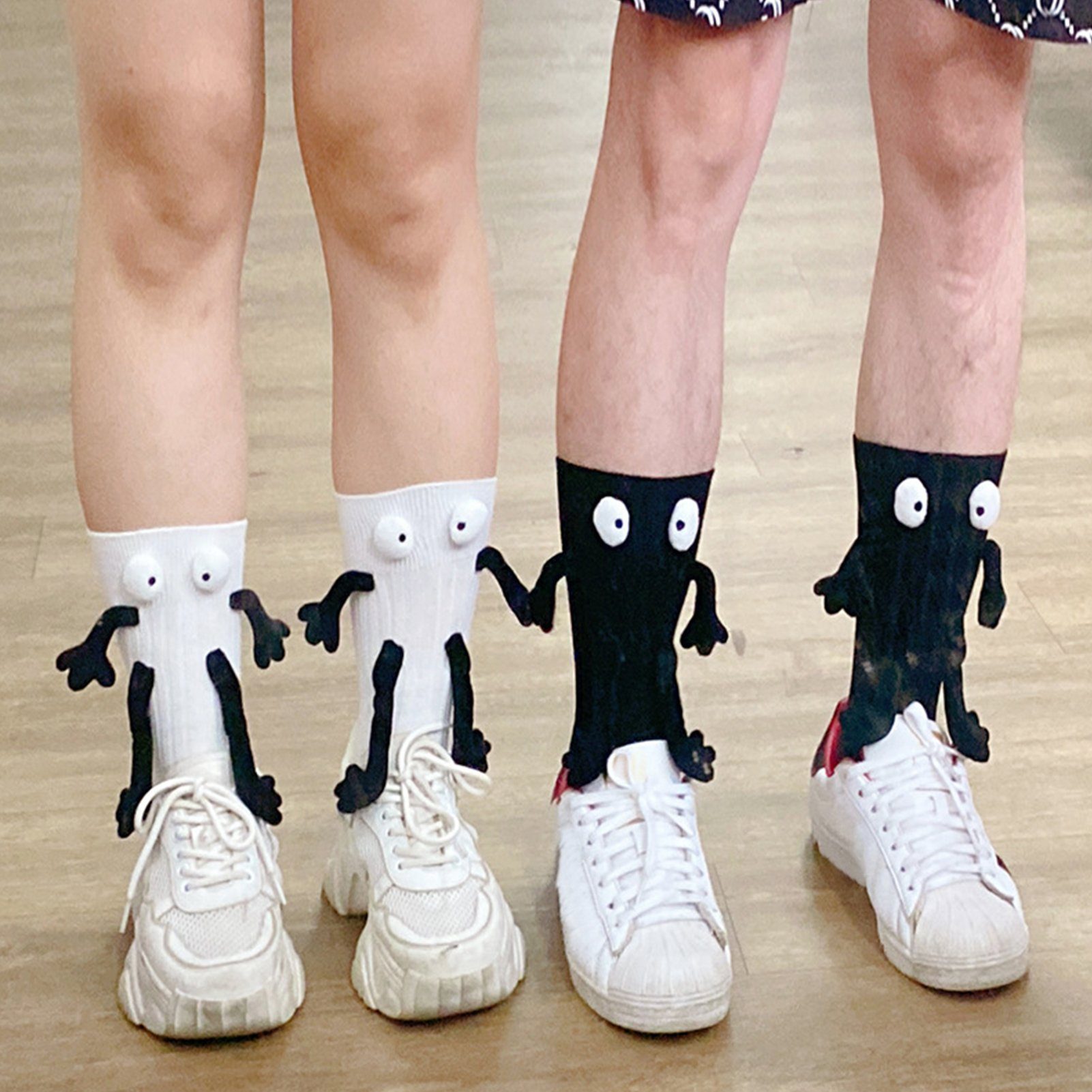 Rutaqian Socken Socken, lustige Socken für Männer und Frauen für 1 Paare Weihnachtssocken,Unisex Hand in Hand Socken Schwarz