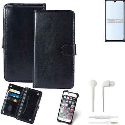 K-S-Trade Handyhülle für Samsung Galaxy A40, 360° Hülle inkl. Headphones schwarz Kunstleder Case BookCase