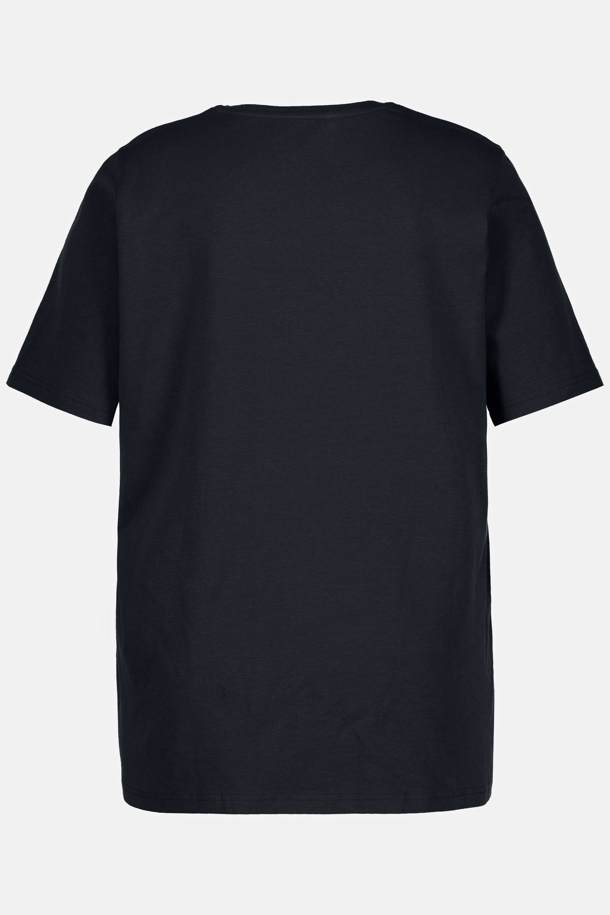 A-Linie schwarz Halbarm Rundhalsshirt T-Shirt Popken Rundhalsausschnitt Ulla
