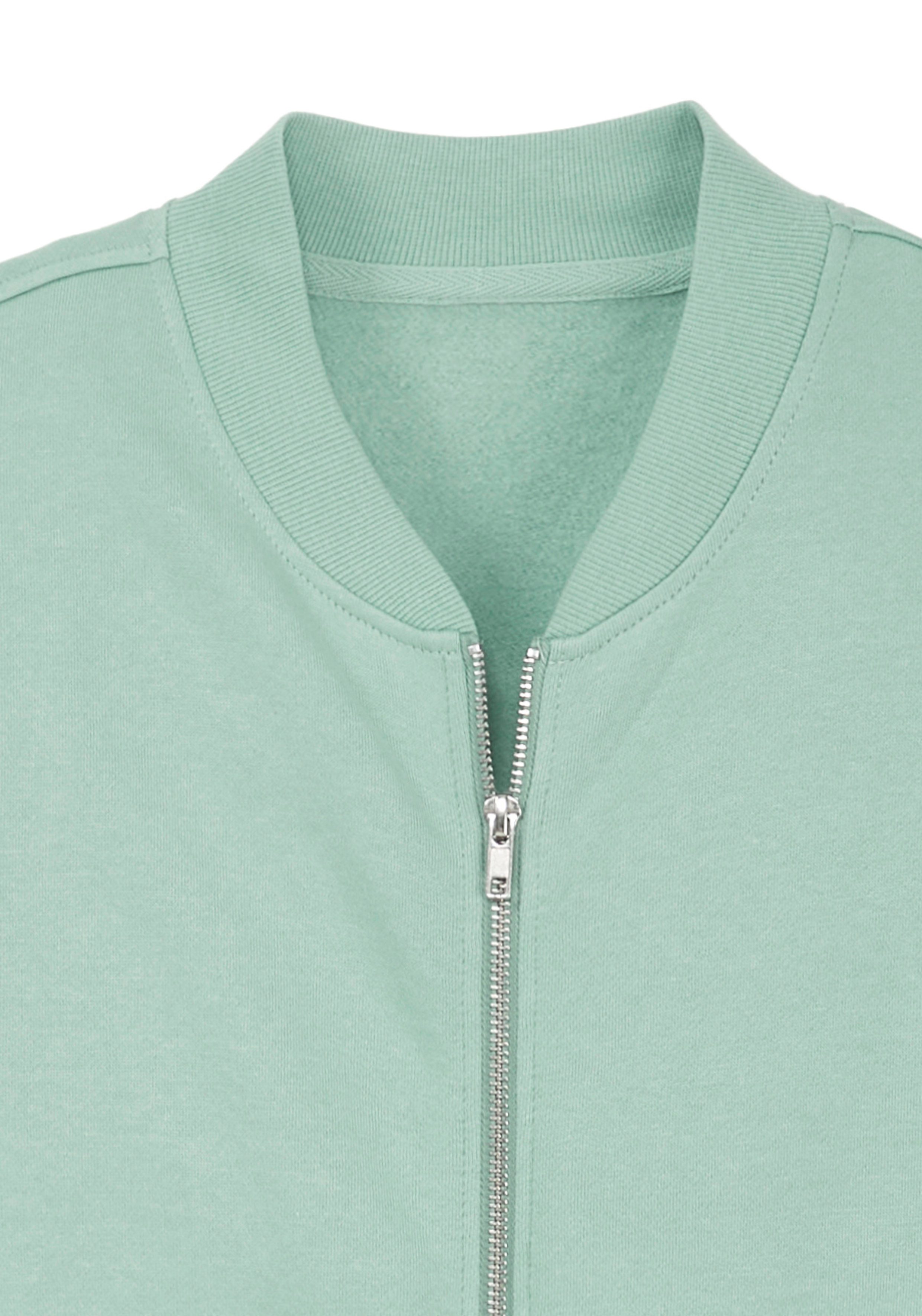 John Devin Sweatjacke mit modischer Teilungsnaht Langarm, Sweatjacke mit Reißverschluss und Rundhals, Baumwollmischung