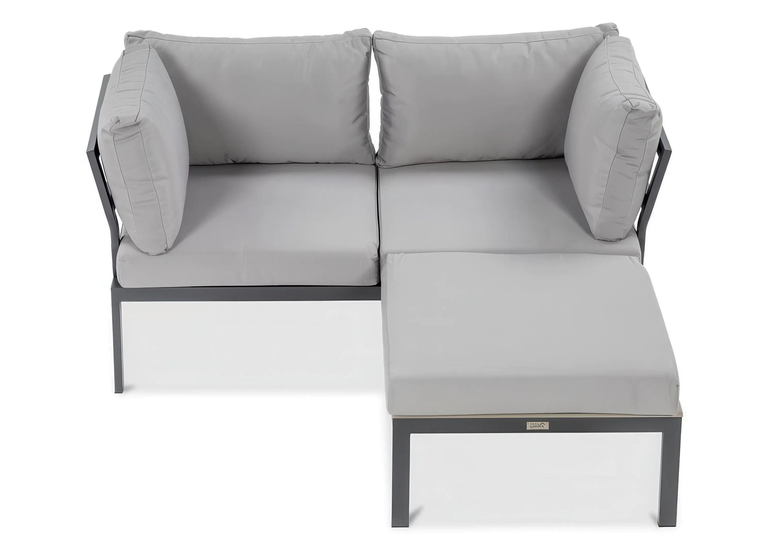 Focus Garden Gartenlounge-Set "JAVA" Ecksofa 2-Sitzer, mit Tisch, Kompakt - Klein, Outdoor, (2-tlg), Modular, Grau / Schwarz, verzinkter Stahl, Gartenmöbel-Set, Balkon