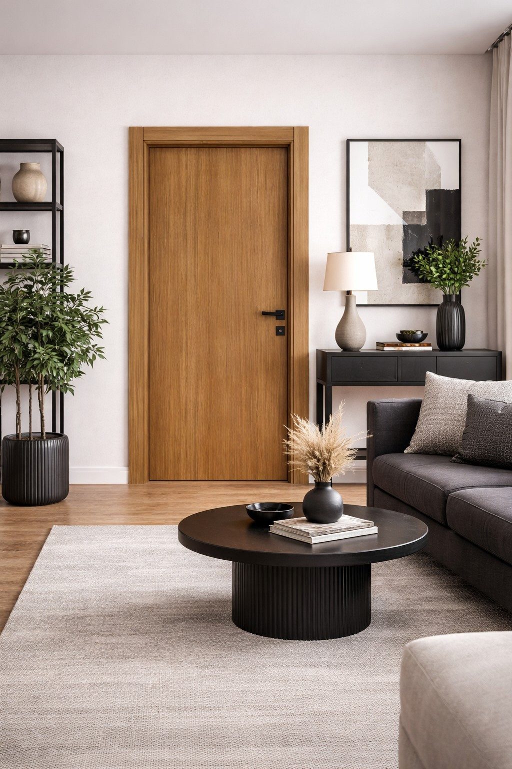 Xlmoebel Zimmertür Designer Holztür in Braun für Hotels und Wohnräume, Made in Europa
