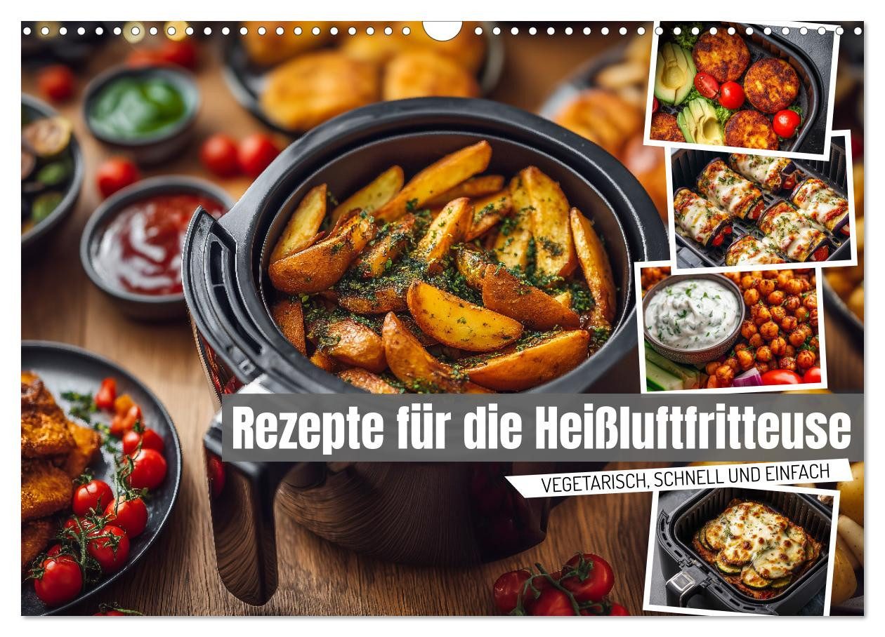 CALVENDO Wandkalender Rezepte für die Heißluftfritteuse - vegetarisch, schnell und einfach (