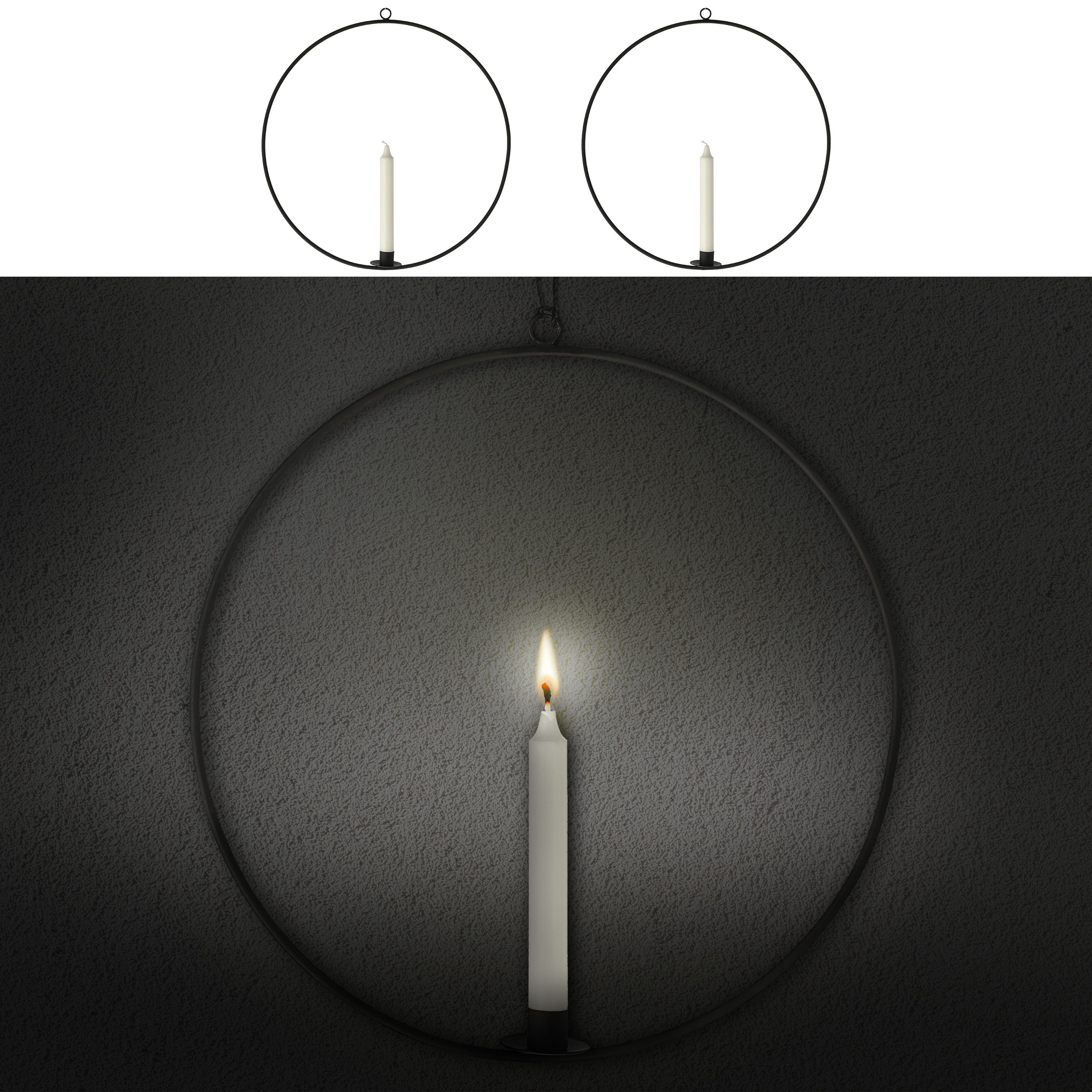 CEPEWA Kerzenständer Stabkerzenhalter Ring 2er Set günstig online kaufen