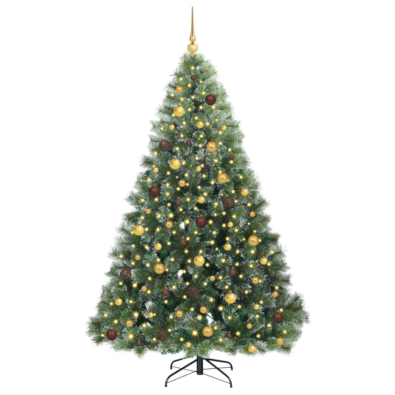 vidaXL LED Baum Künstlicher Weihnachtsbaum mit 300 LEDs Grün 210 cm PE und PVC