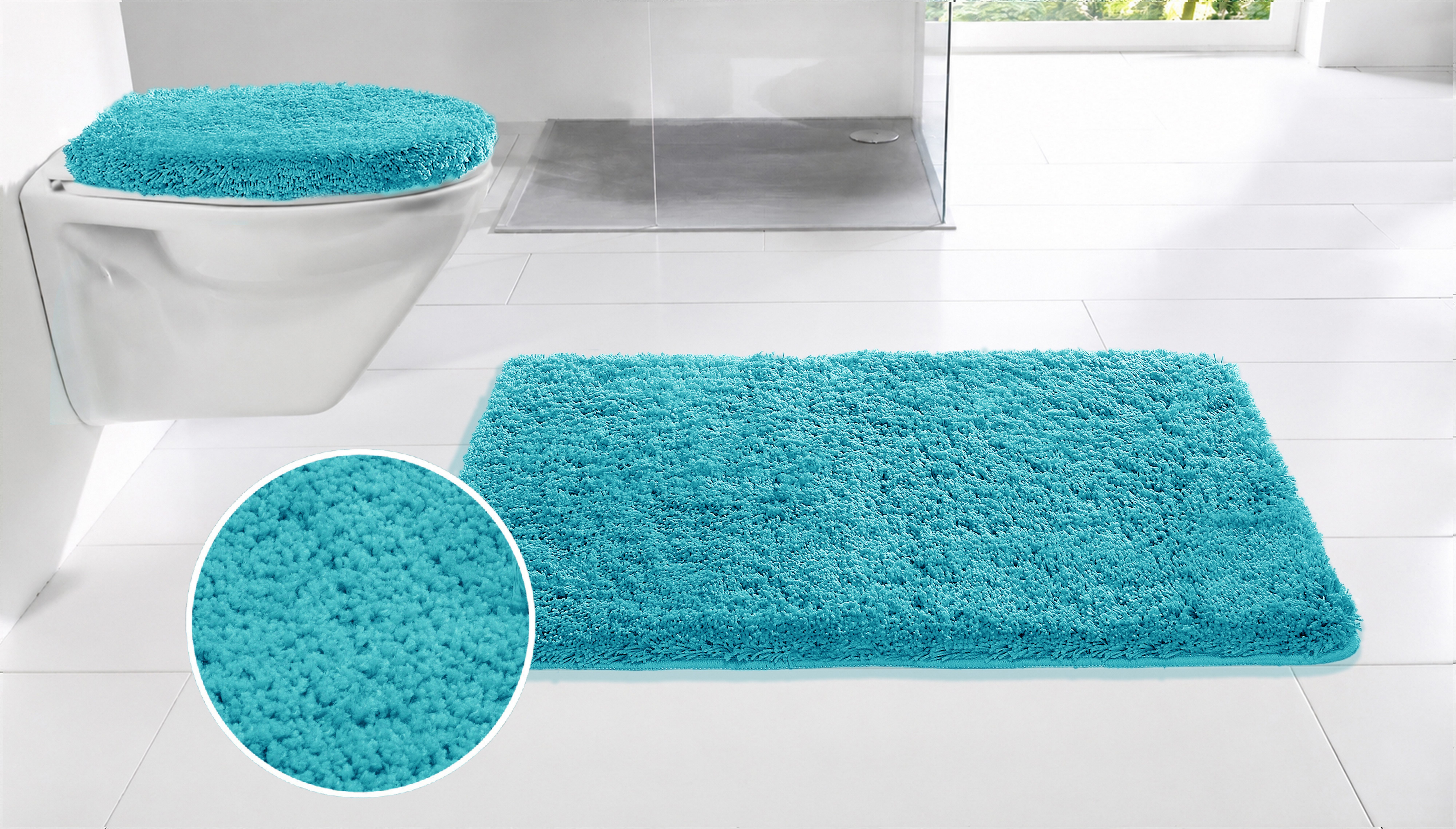OTTO home Badematte Sanremo, Standard & Premium, 30mm oder 35mm, sehr weich, rutschhemmend beschichtet, schnell trocknend, fußbodenheizungsgeeignet, Polyester, rechteckig, Badteppich, unifarben, rechteckig, rund & als 3-tlg. Set erhältlich