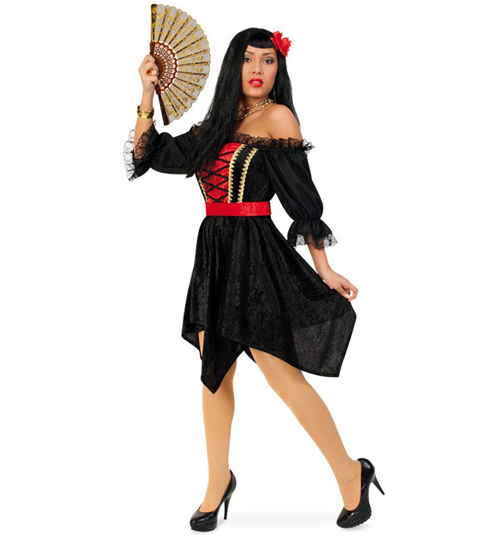 Fries Piraten-Kostüm Damen Kostüm Kleid Piratin Flamenco Tänzerin Vampir mit Gürtel, Hohe Qualität